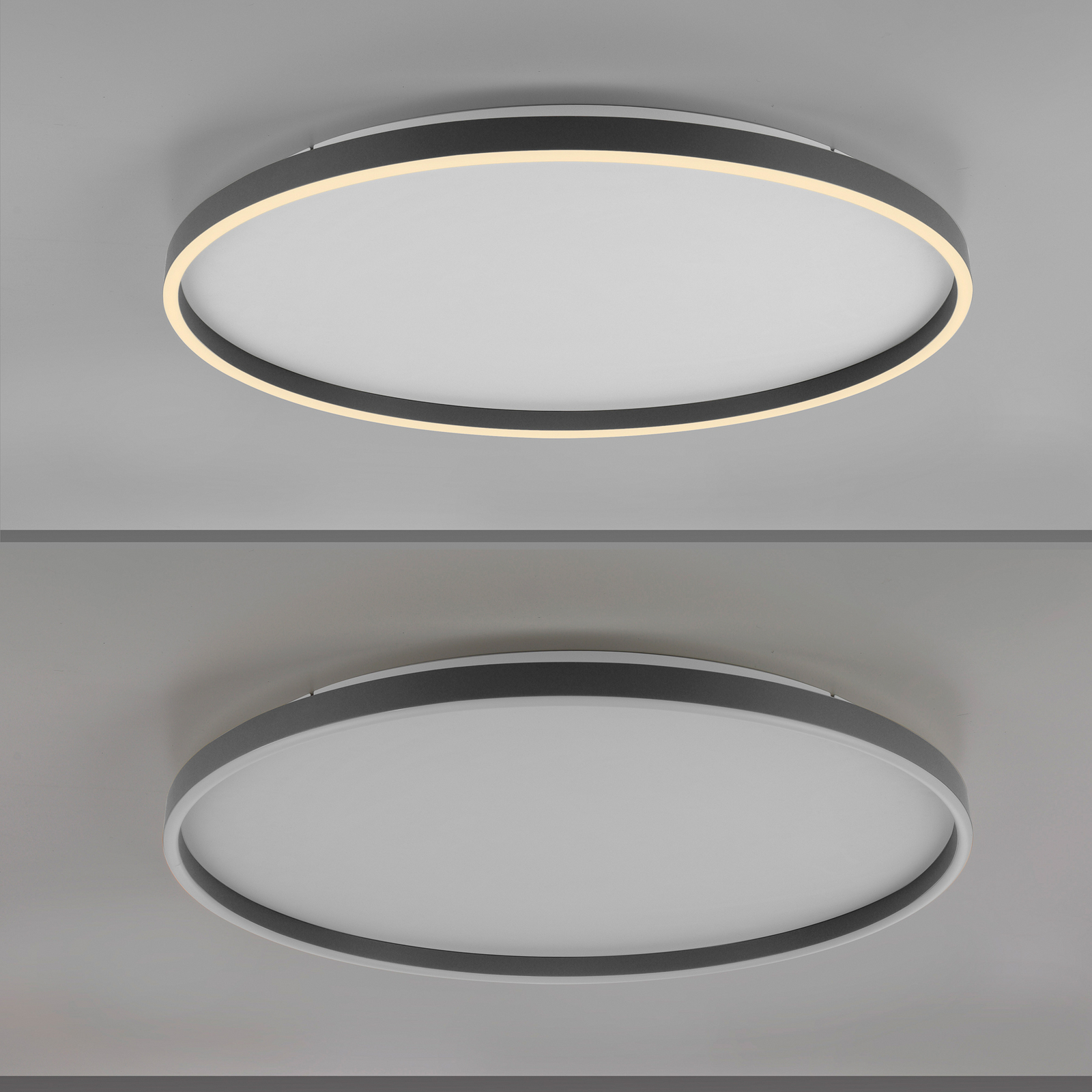 LED-Deckenlampe Madlen, schwarz, Ø 60 cm, Alu, 3.000 K, dim