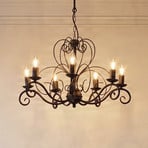 Mauro chandelier, black, 7-bulb, Ø 62 cm, metal, E14