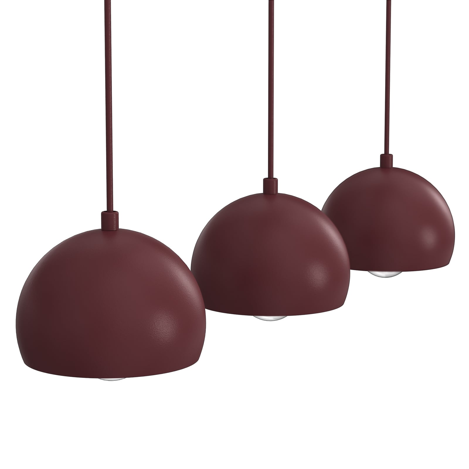 Sool hanging light, dark red, length 65 cm, 3-bulb, metal, E27 Sool hanging light, dark red, length 65 cm, 3-bulb, metal, E27