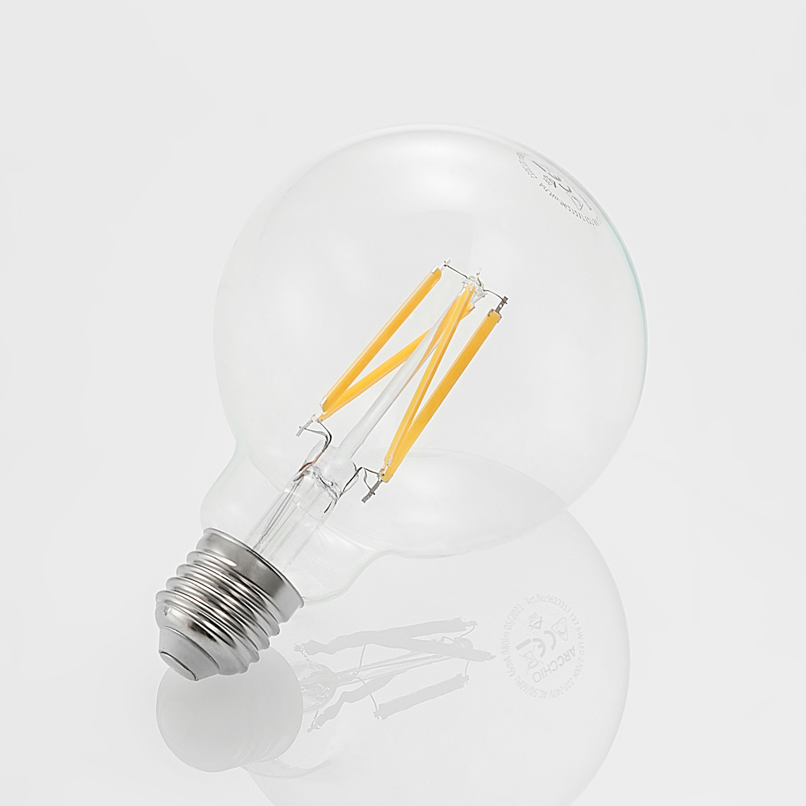 LED-Lampe E27 8W 2.700K G95 Globe, Filament, klar