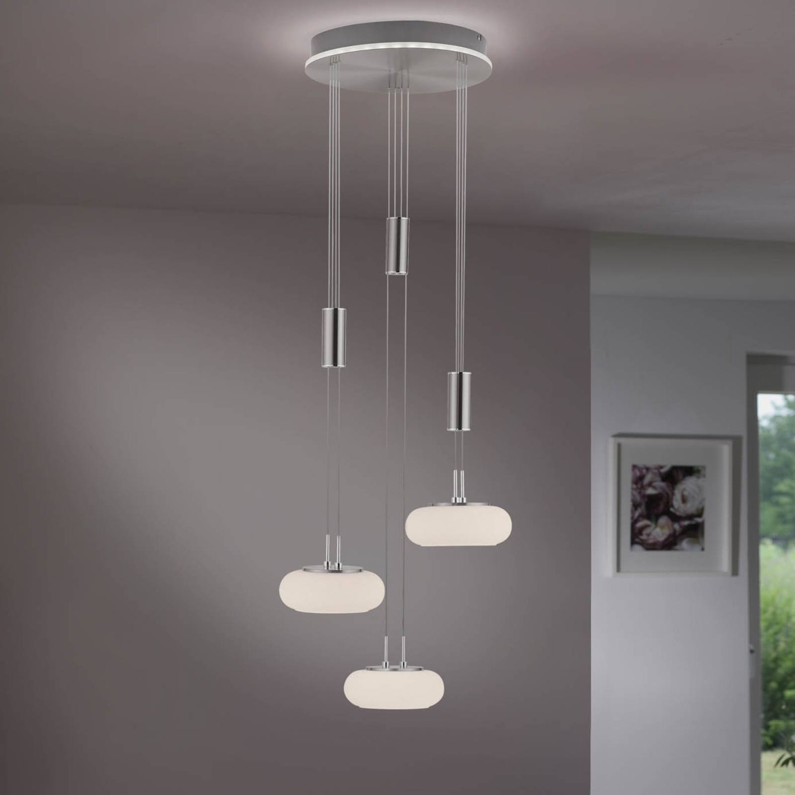 Paul Neuhaus Q-ETIENNE suspension LED 3 lampes