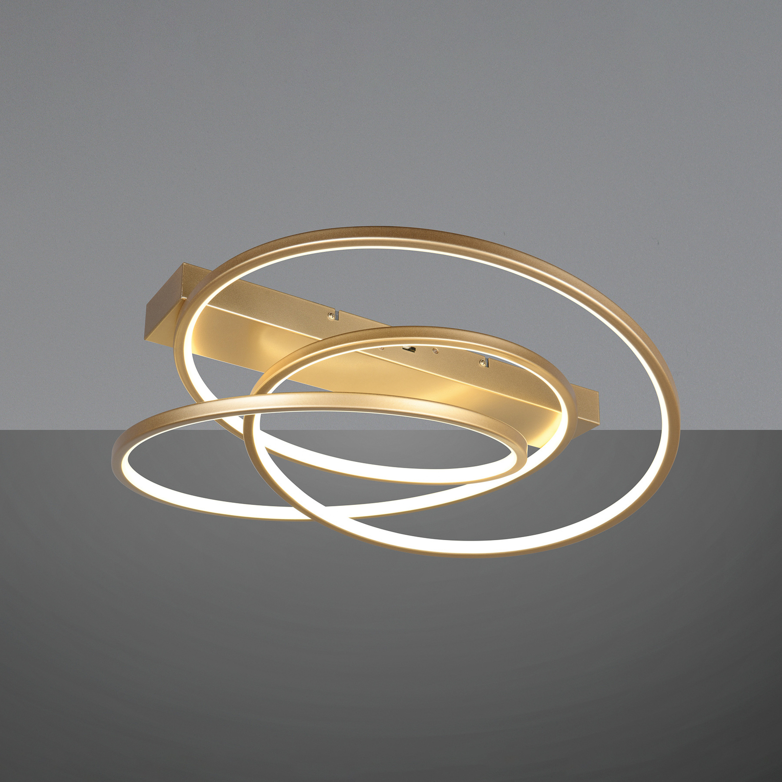 Darvin LED ceiling light, gold-coloured, metal, plastic CCT