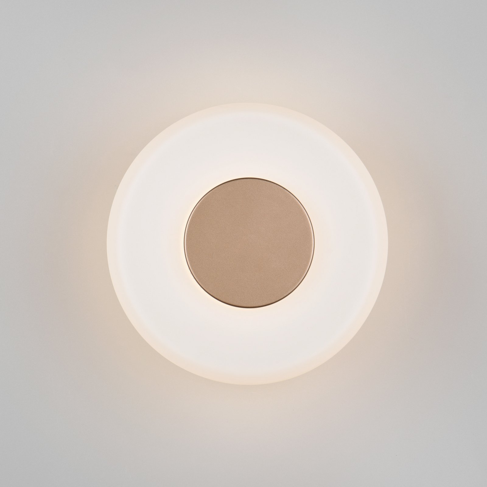 LED wall light Celeste, brown/white, Ø 22 cm glass dimmable