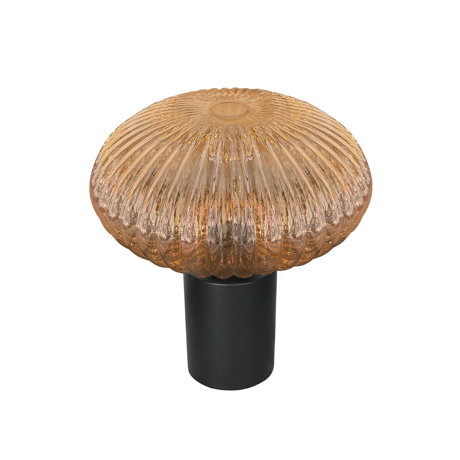 Tafellamp Bloeba, Ø 30 cm zwart/amberkleurig, glas