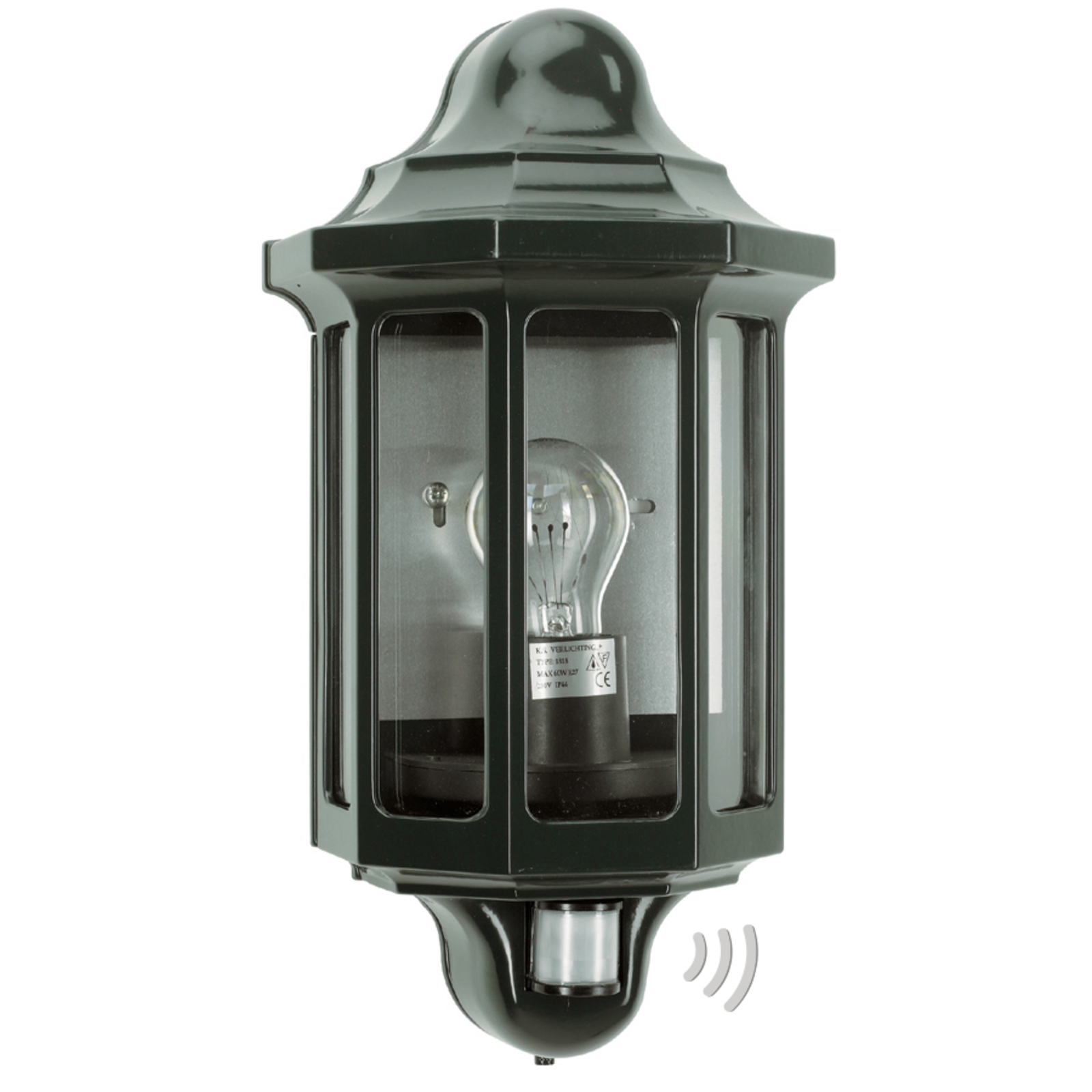 K. S. Verlichting Simple outdoor wall light Loreo, green, metal, glass, E27, 60 W, energy efficiency: A++, W: 20 cm, H: 40 cm