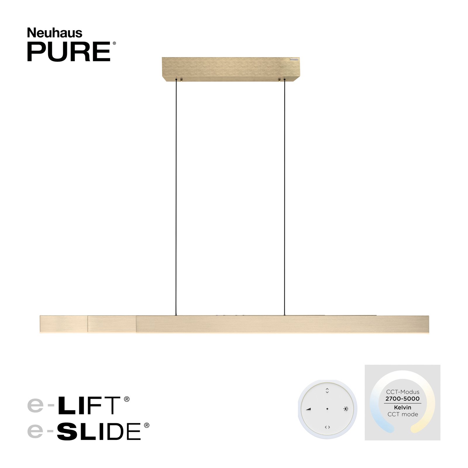 Pure Moto-Rise LED hanglamp met CCT, goud