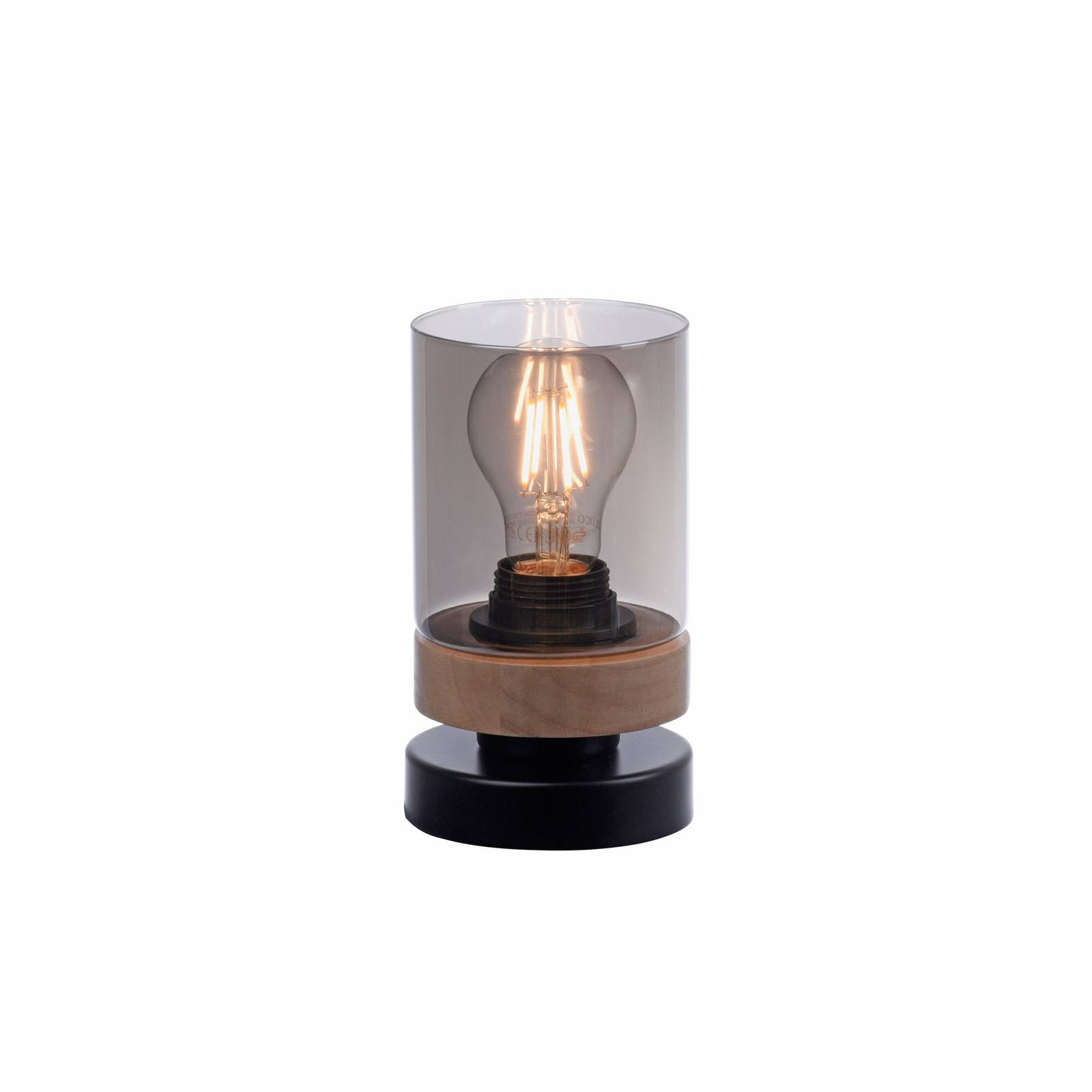 Leuchten Direkt Pasqual table lamp, for Living / Dining Room, aluminium, iron, glass, rubber wood, E27, 40 W, H: 18 cm