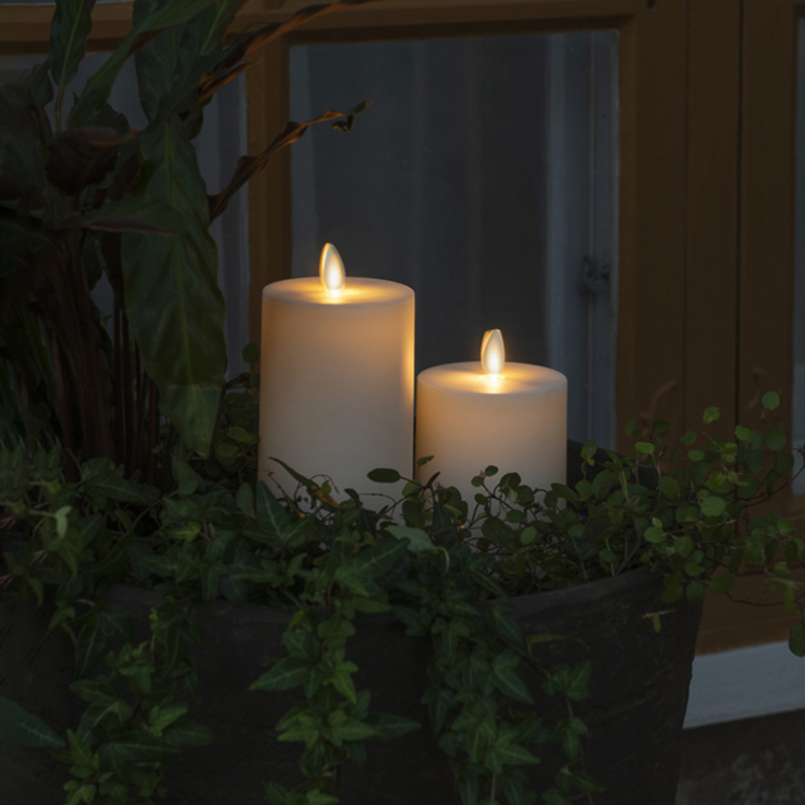 LED candle IP44 cream white smooth Height 13cm