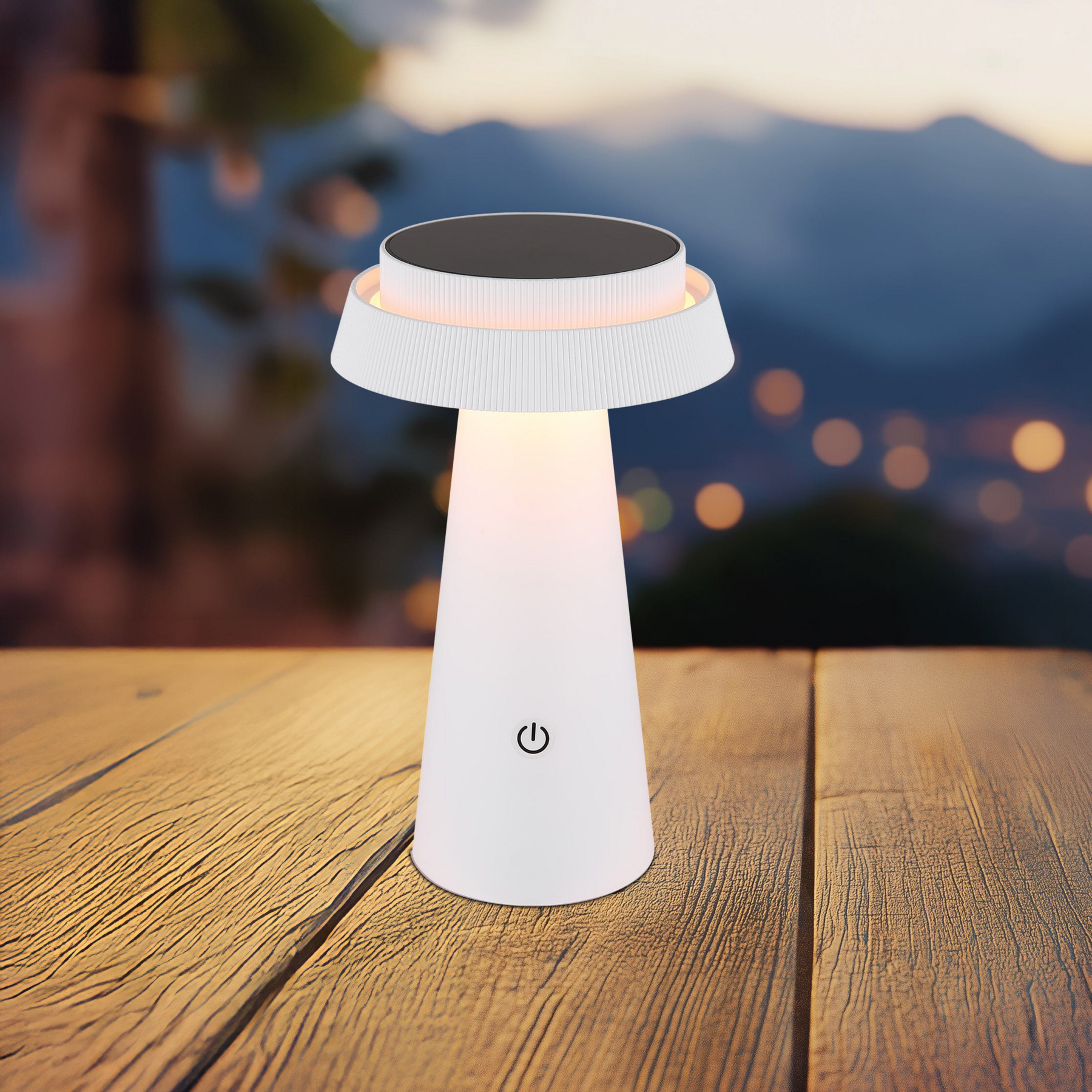 LED solárna stolná lampa 36624, biela, dobíjateľná batéria, CCT, IP54,