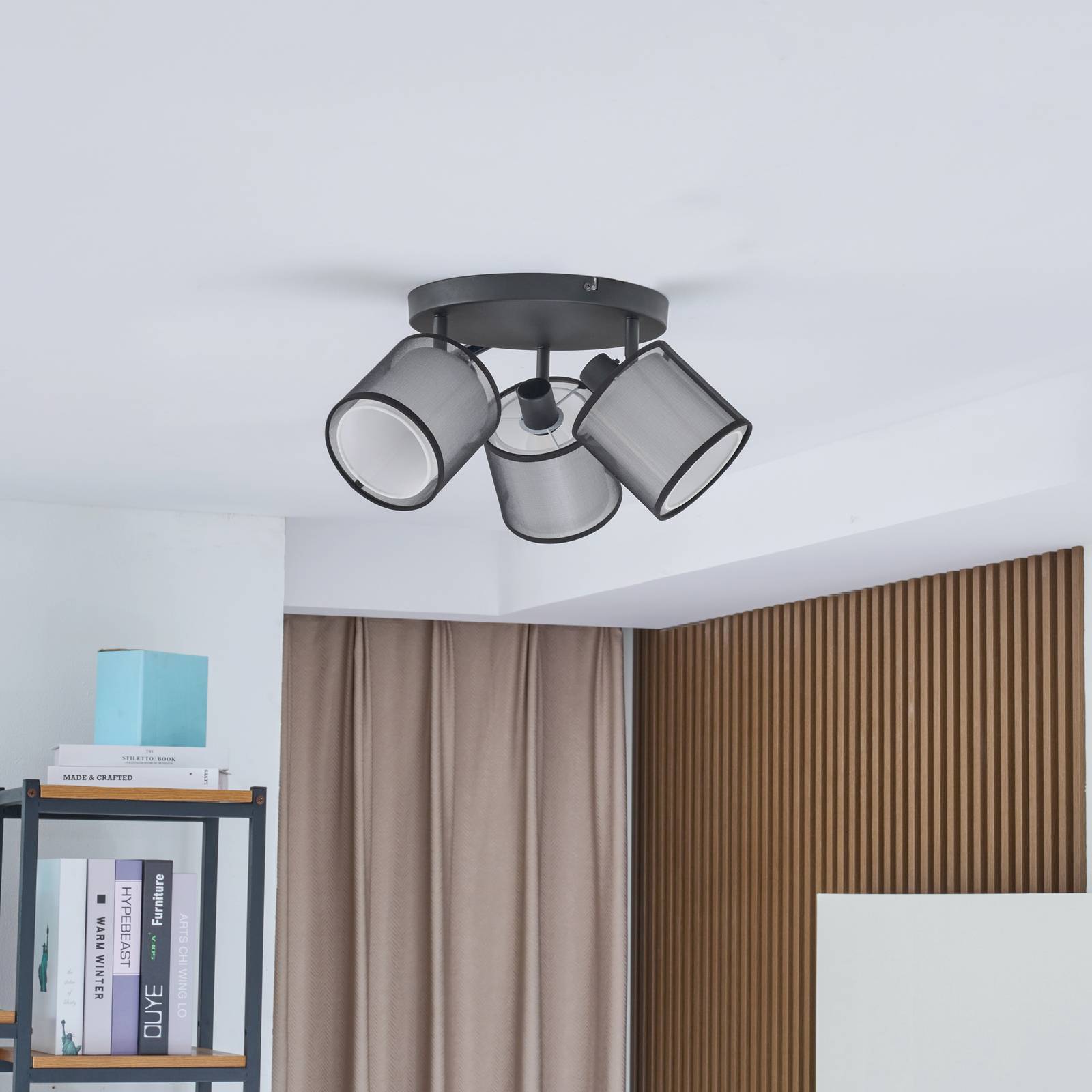 Lindby Chizoma spot plafond x3 abat-jour tissu