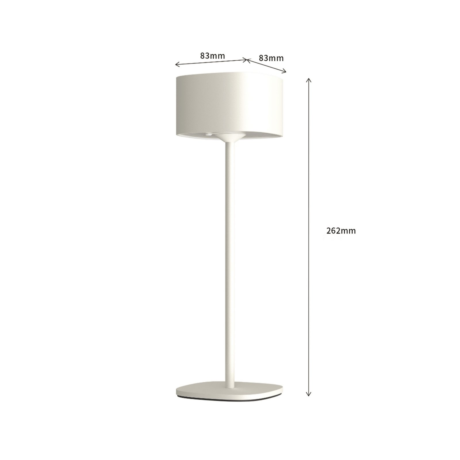 Calex LED-Akku-Tischleuchte Serino, sand, Aluminium, 2.700 K