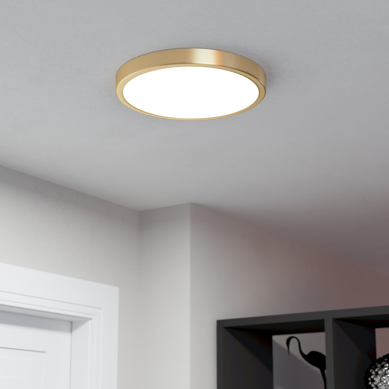 EGLO Panou LED de suprafață Fueva 5 IP20 830 alamă Ø28.5cm - Camera de zi / sufragerie - Modern - alamă periat alb satinat - Metal