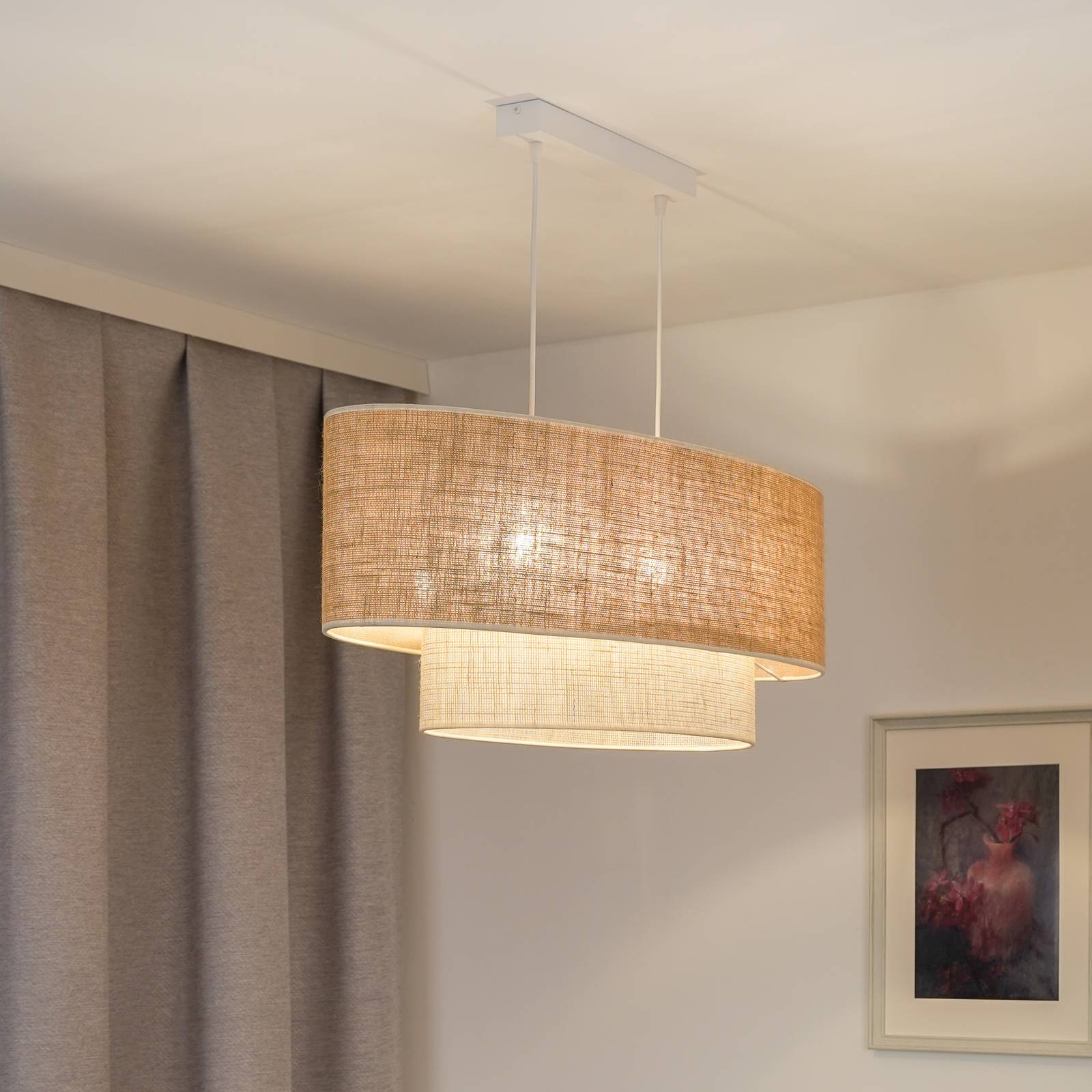 Lampa wisząca Euluna Boho Jute naturalny brąz/biały długość 80 cm