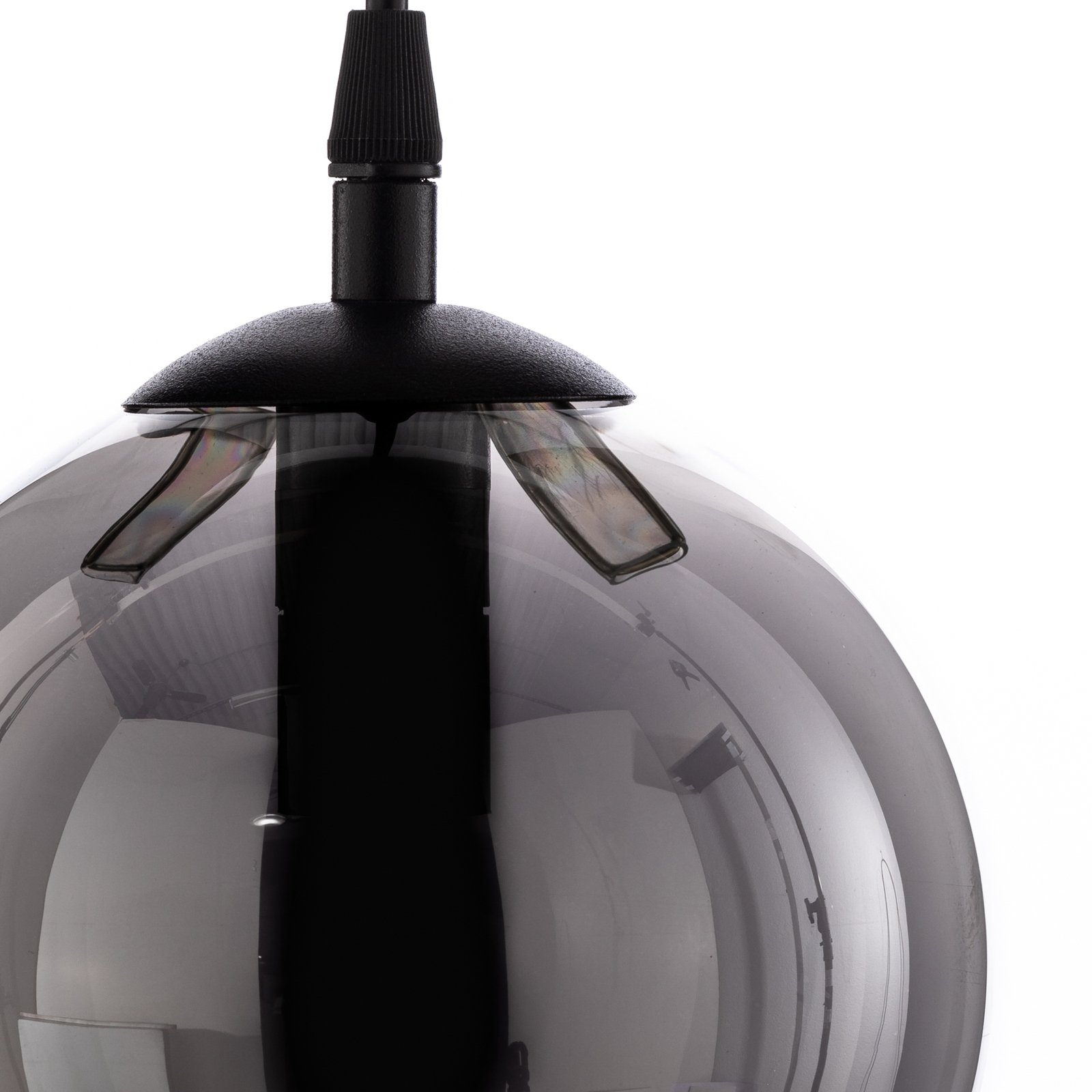 Glassy pendant light, black, graphite, glass, Ø 14 cm, E14