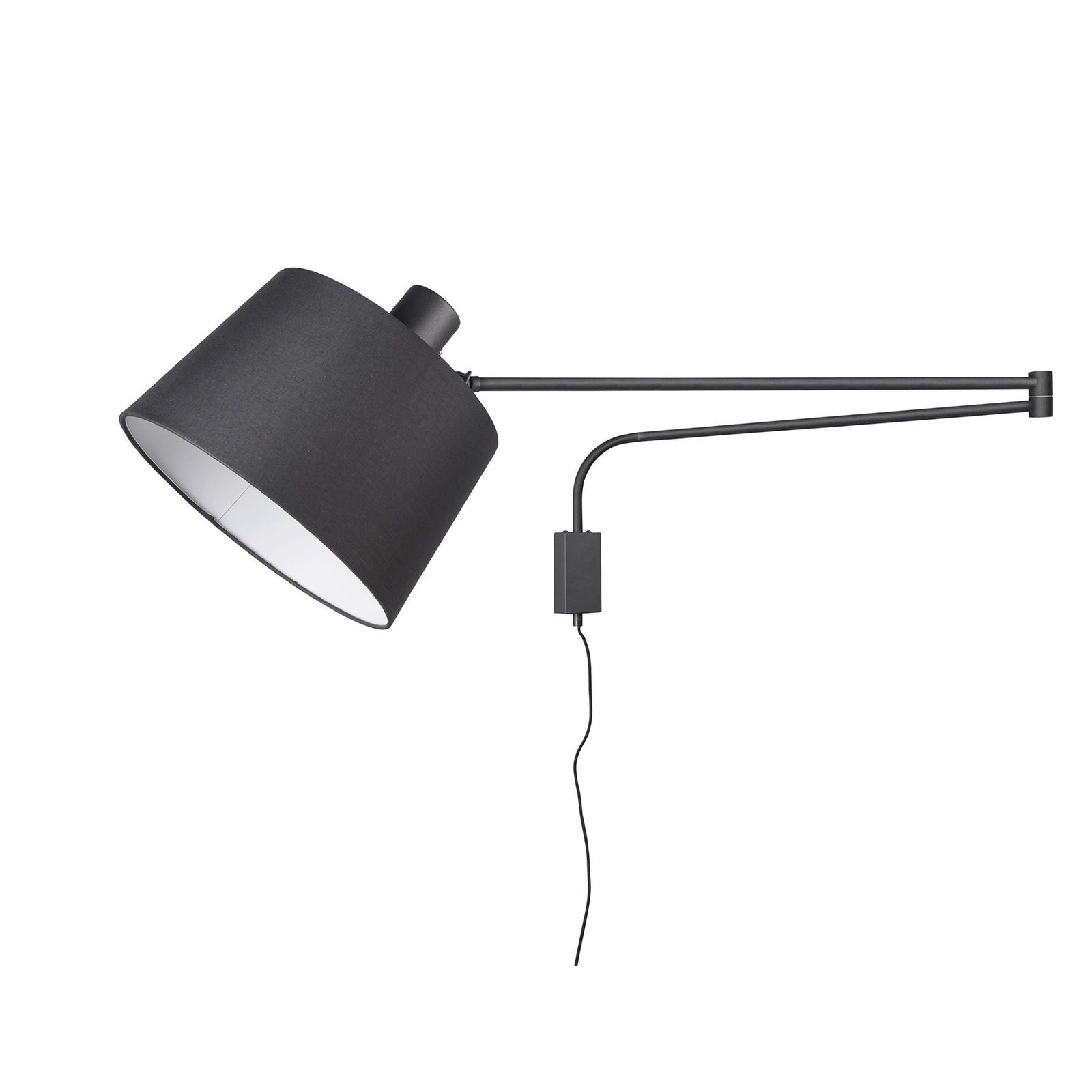 Baldo wall light with cable and plug, black