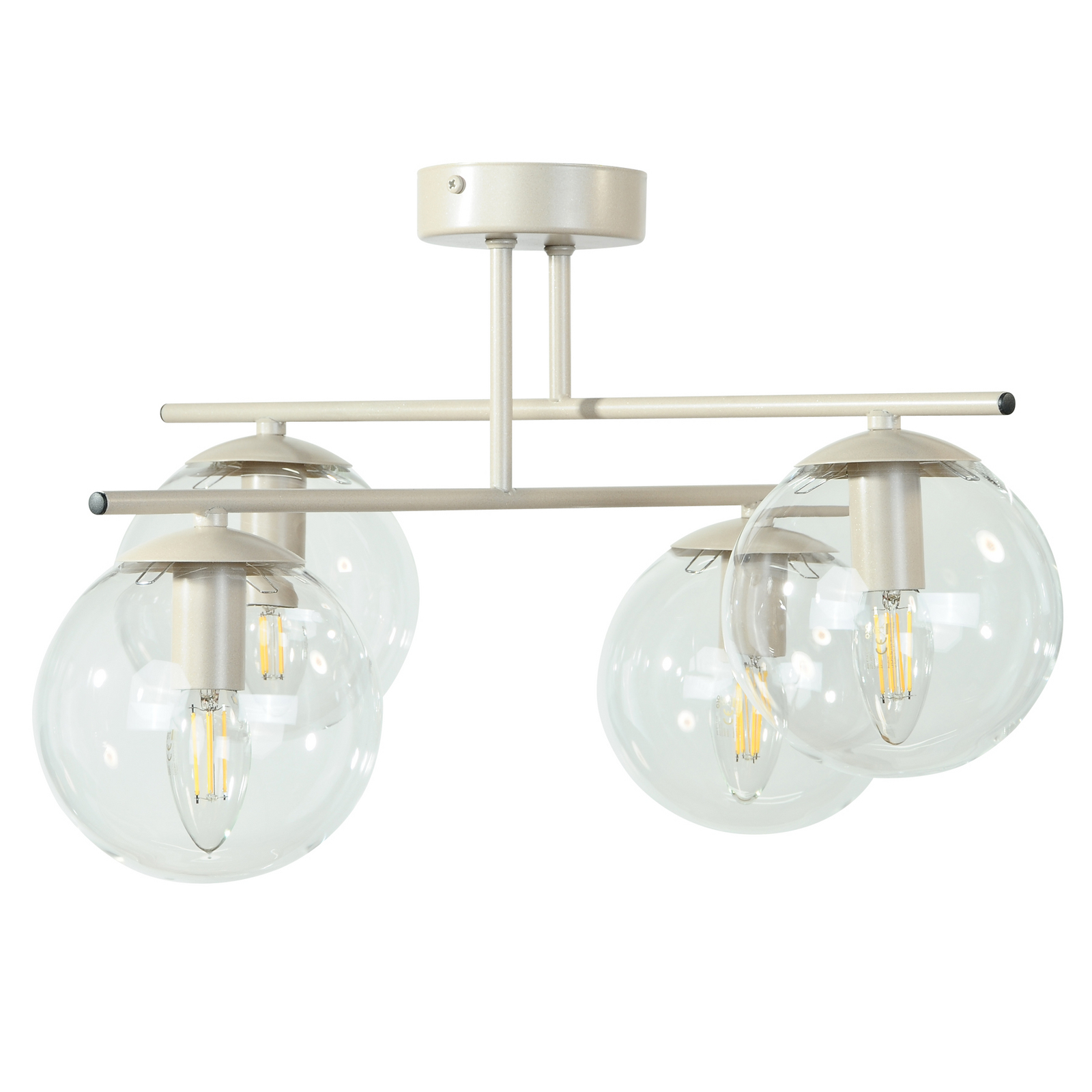 Plafondlamp Zoe, beige, lengte 51 cm, glas, 4-lamps, E14