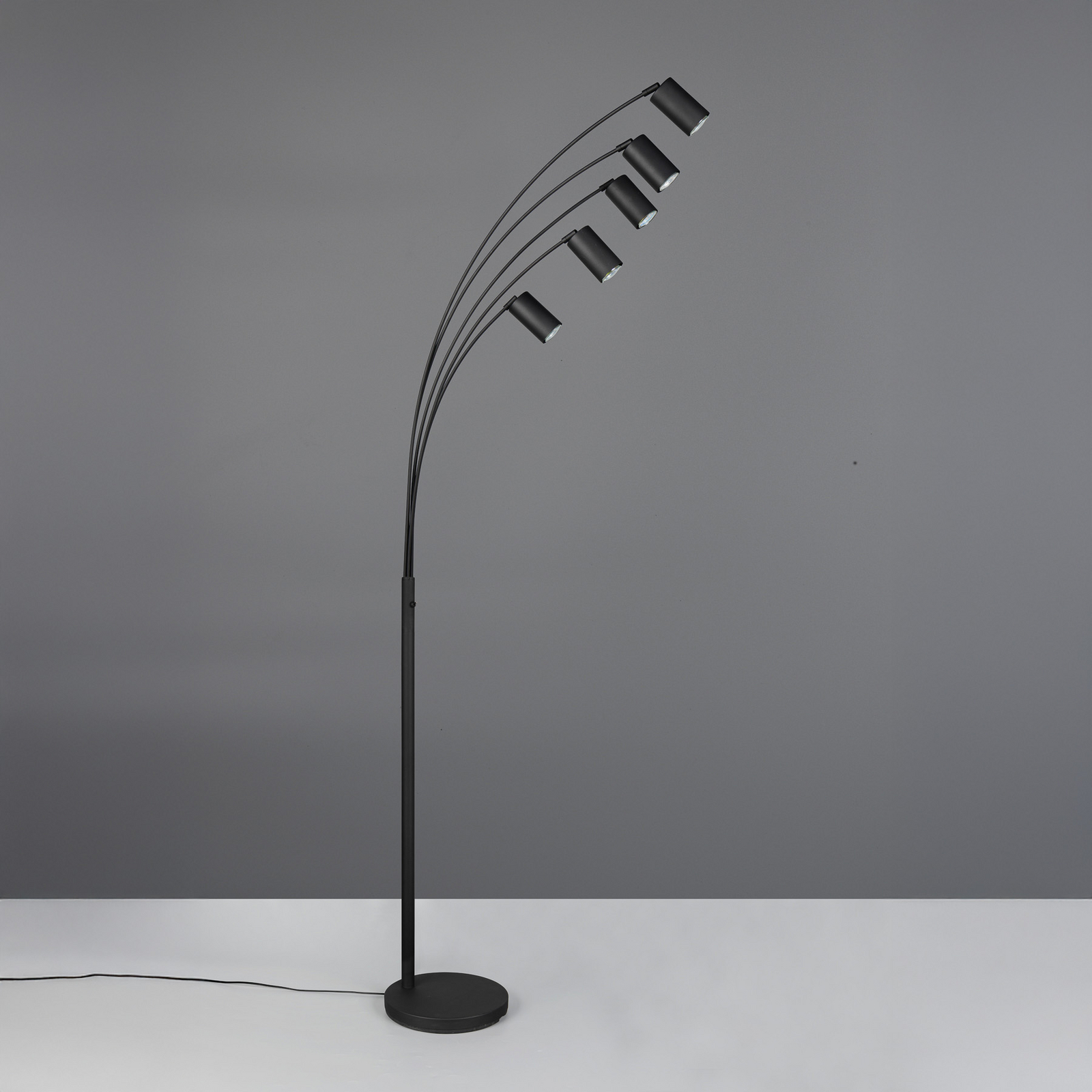 Marley lampadar, negru, înălțime 200 cm, 5 becuri, metal