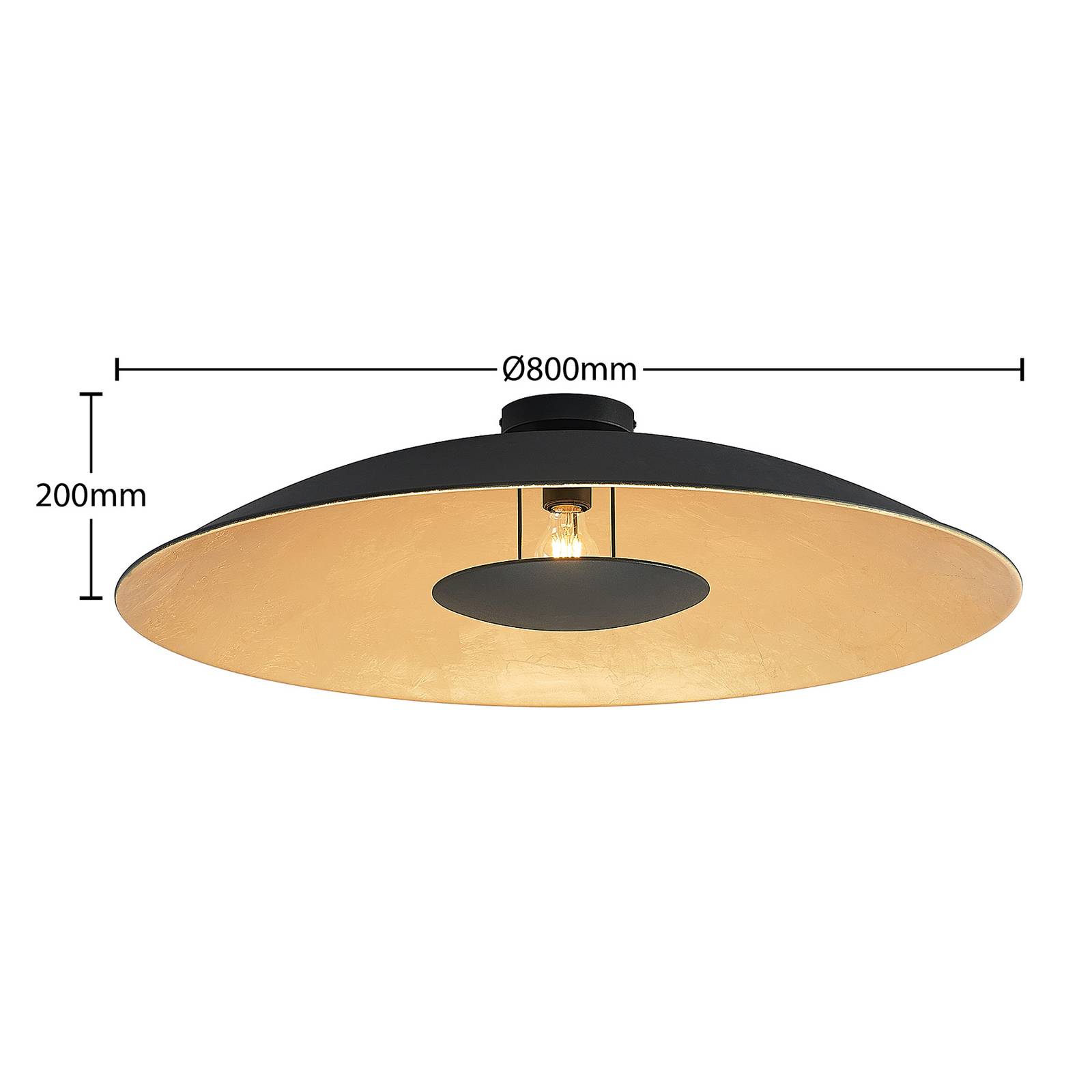 Lindby Narisara lampa sufitowa, czarno-złota 80 cm