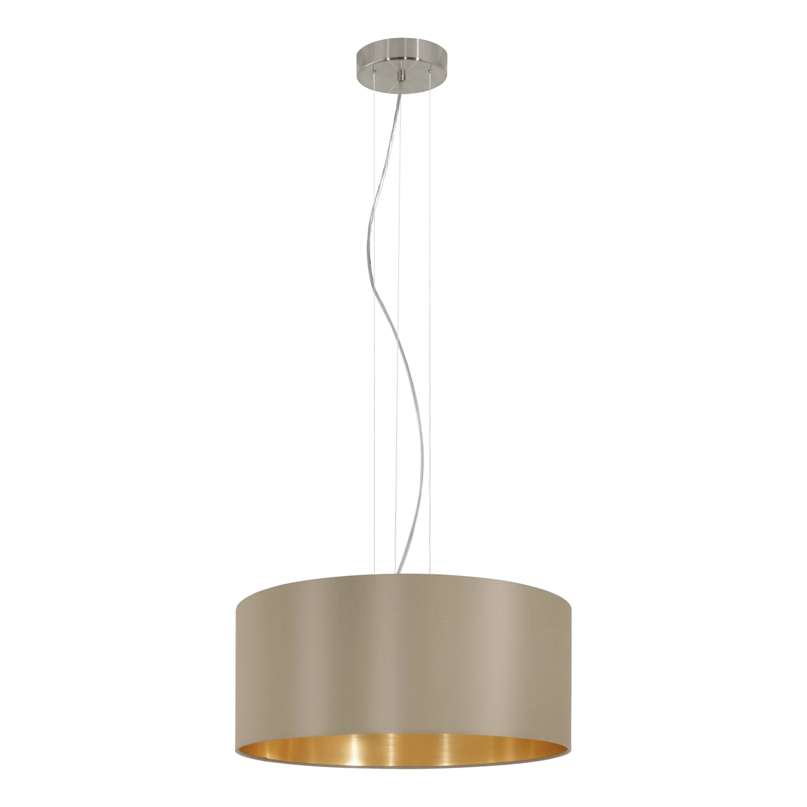 Candeeiro suspenso redondo Maserlo, taupe-dourado