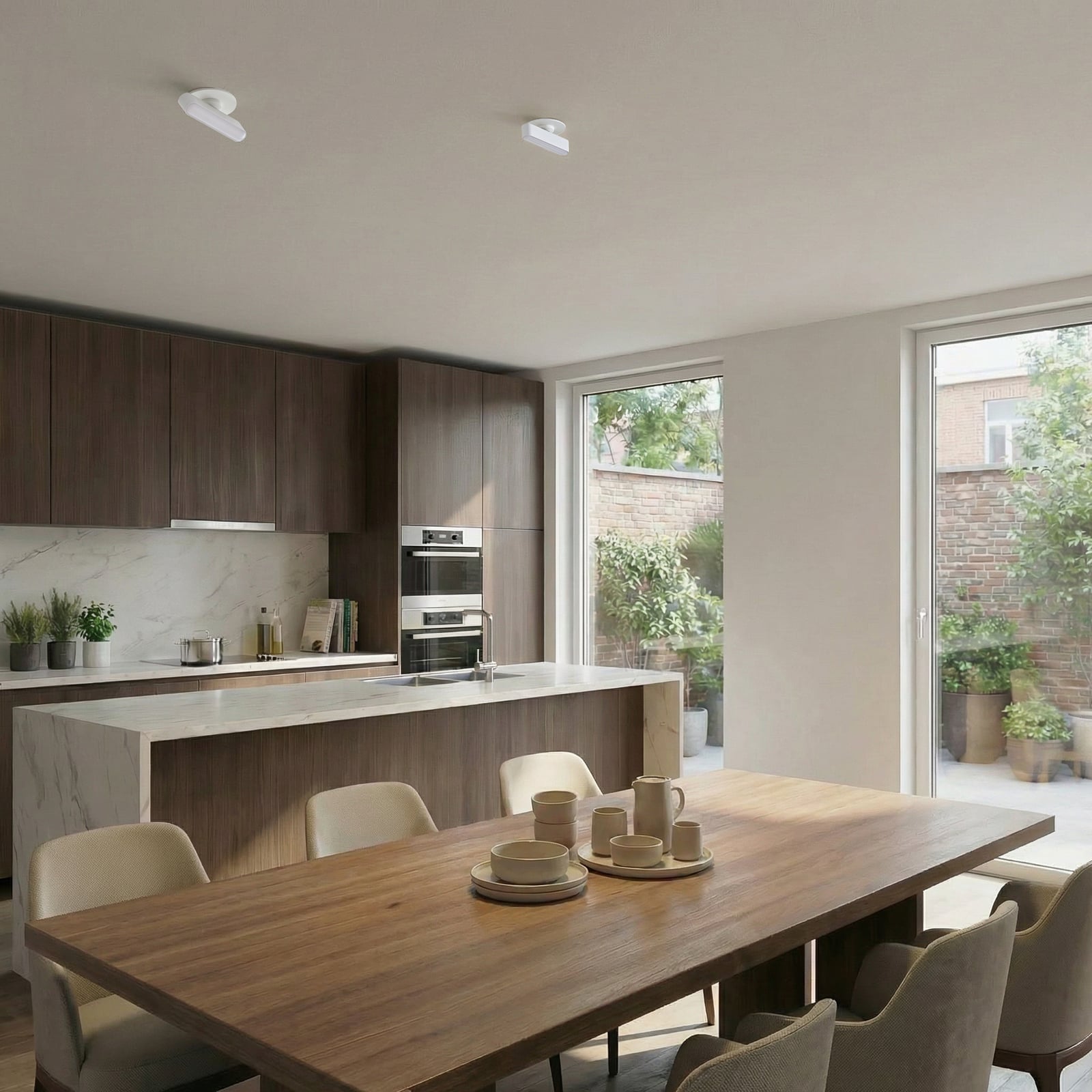 Lindby Eldrin LED recessed light, white, batten light, 13.1 cm