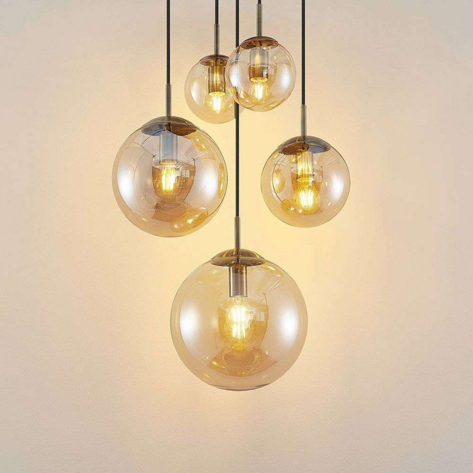 Teeja 5 Cluster Candeeiro Suspenso Amber - Lindby