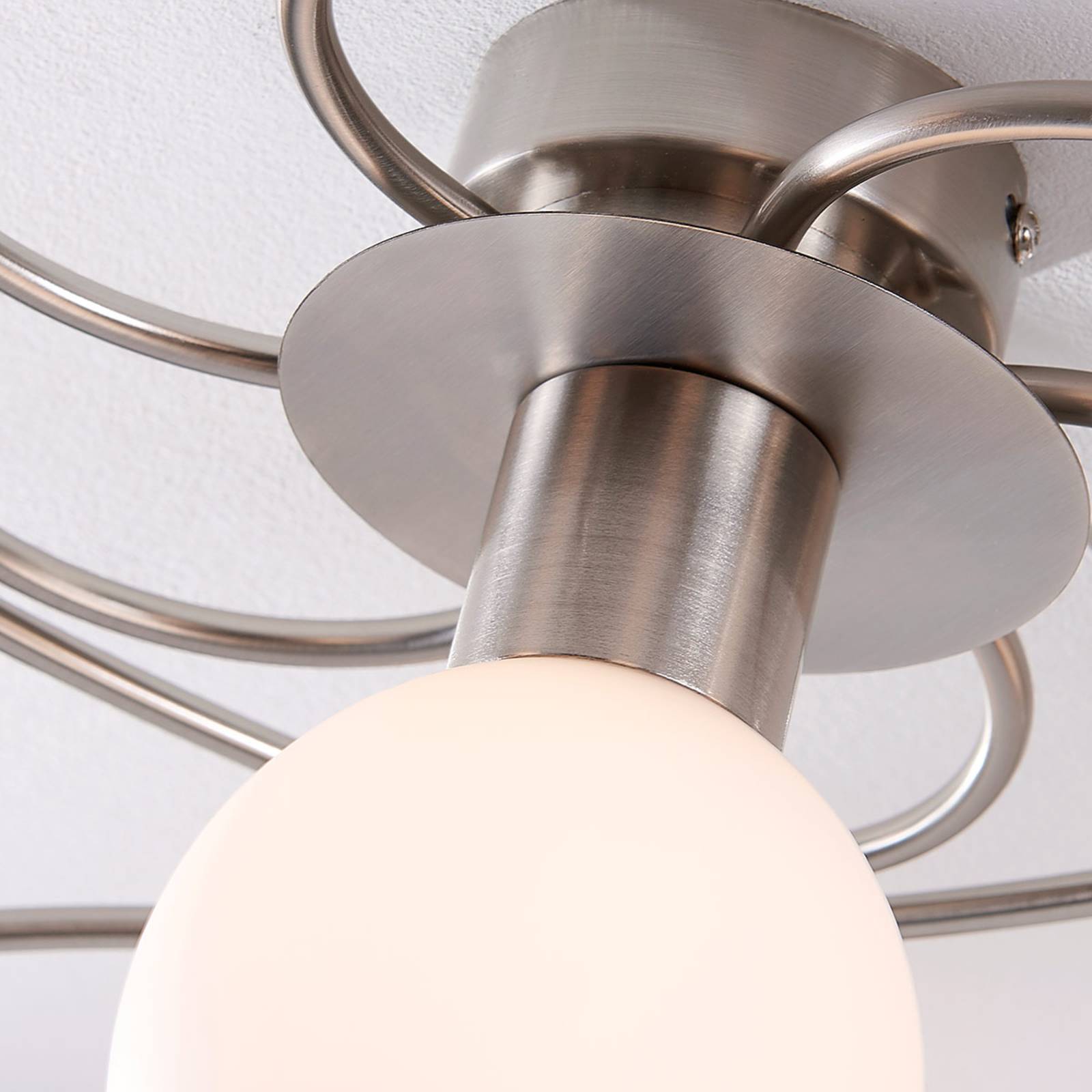 Lampa sufitowa Lindby Ciala, 7-punktowa, kolor nikiel, szkło