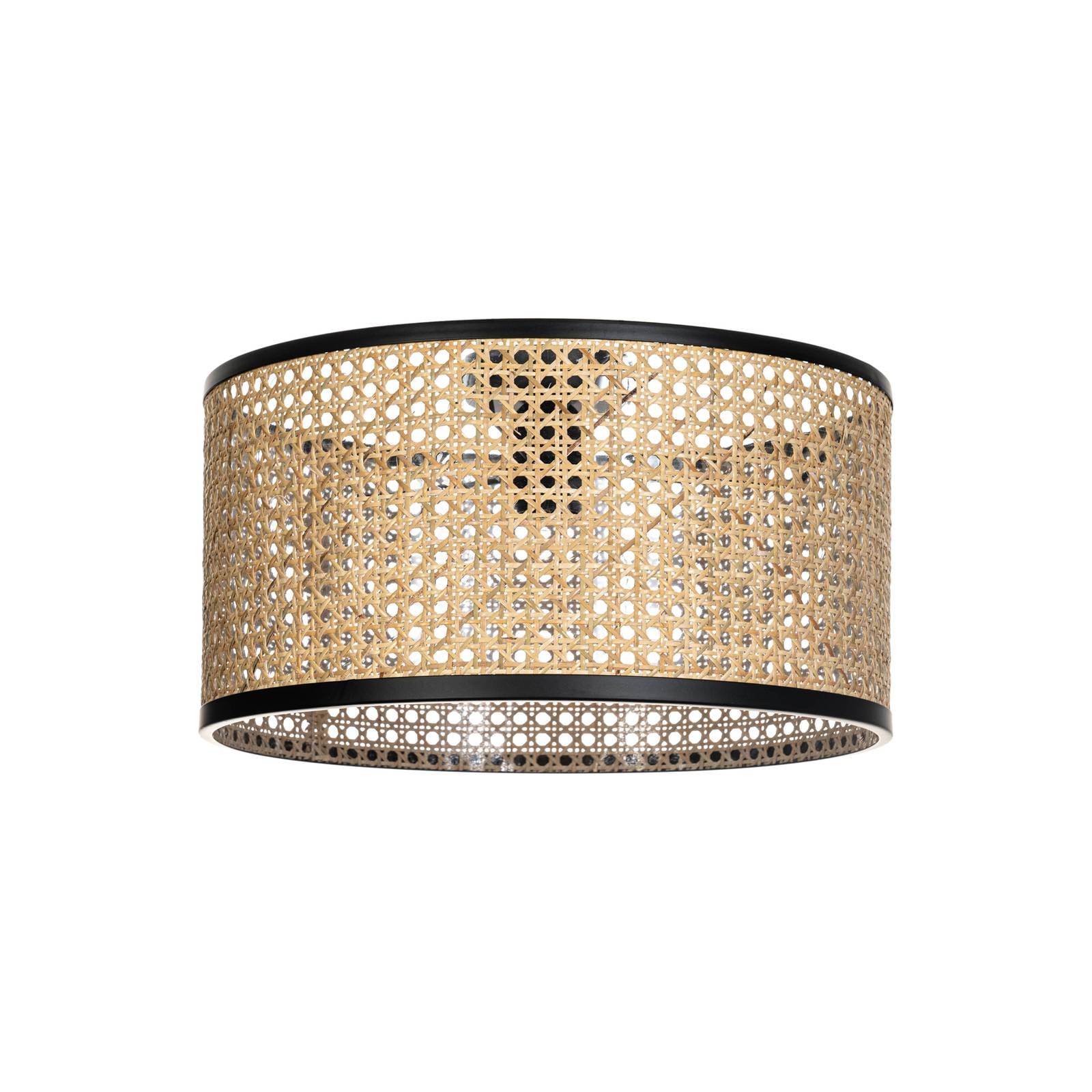 Lindby Deckenlampe Yaelle, Ø 40 cm, Rattan, schwarz, E27
