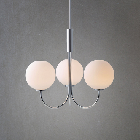 Kroonluchter Ballon m. schakelaar, 3-lamps, chroom