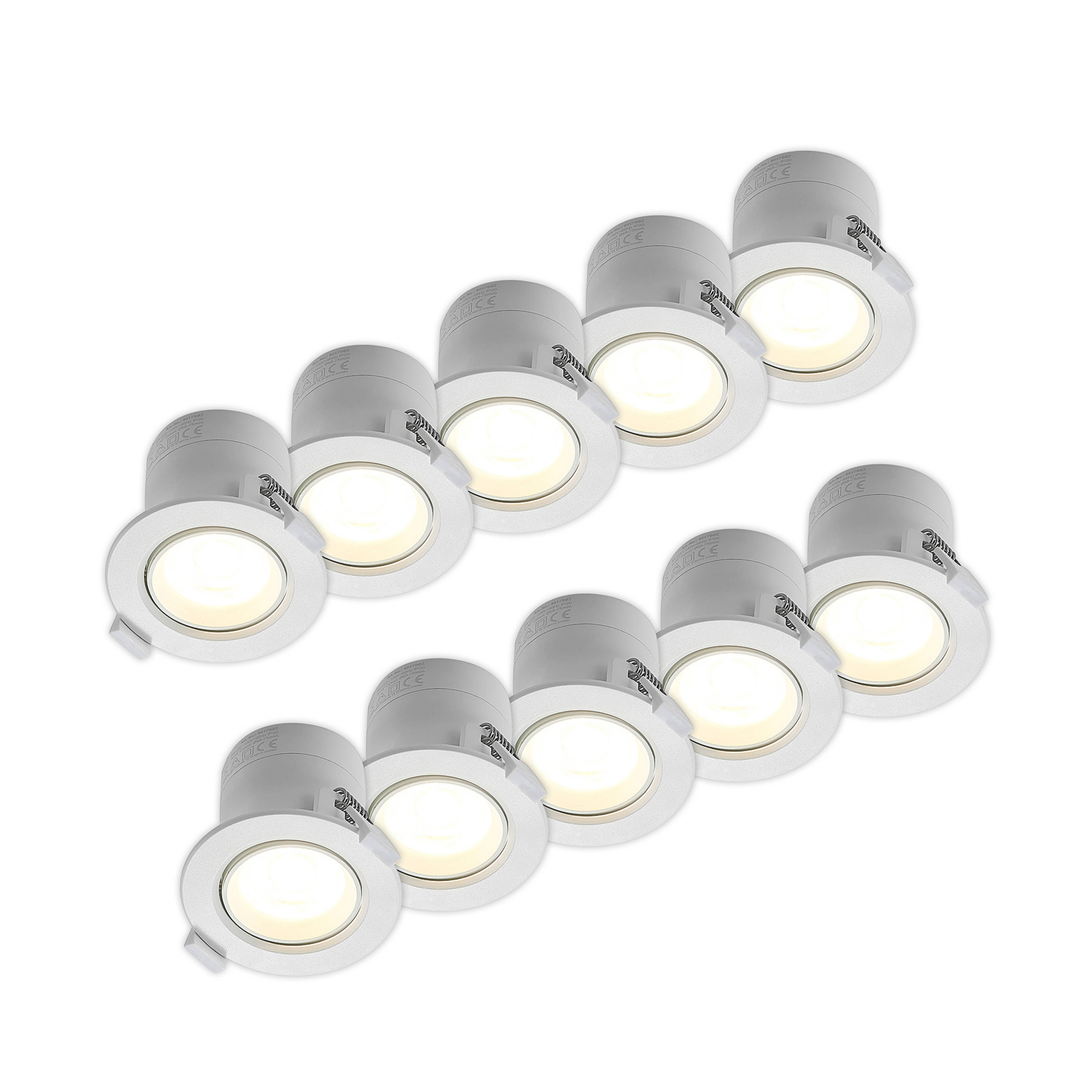 Lámpara empotrable Prios LED Shima, blanca, 9W, 3000K, 10pcs, atenuable