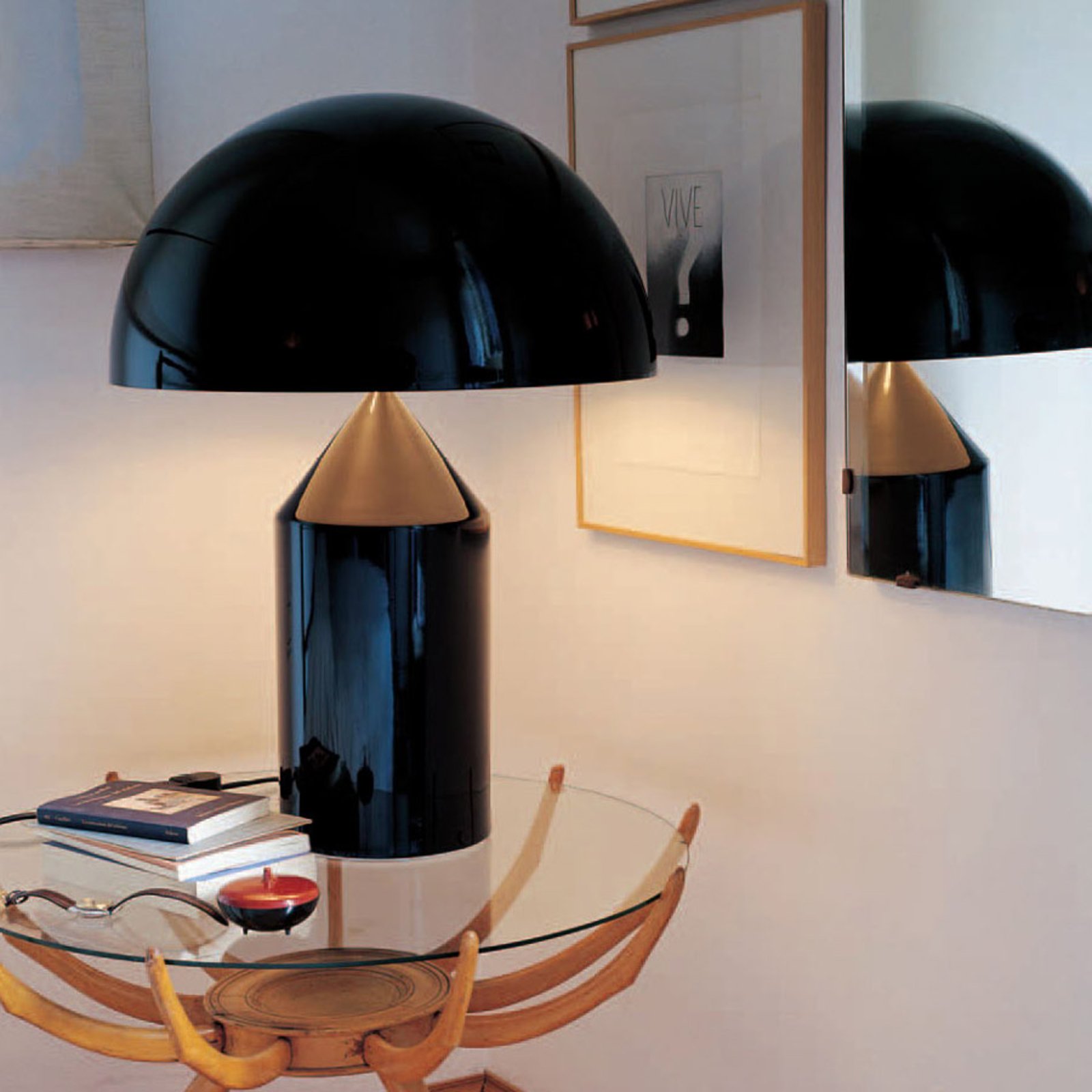 Oluce Atollo tafellamp met dimmer Ø50cm zwart