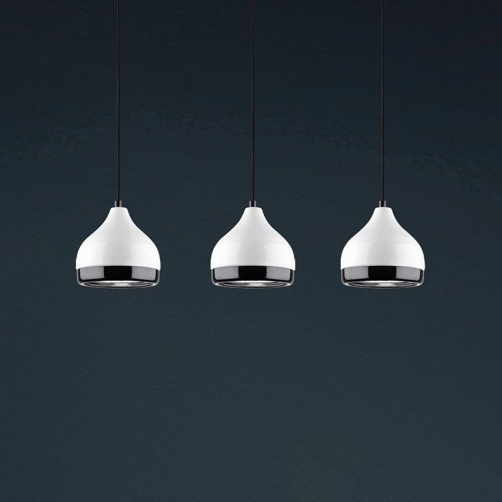 Pendant light Yildo 6878 white/black metal 3-bulb linear