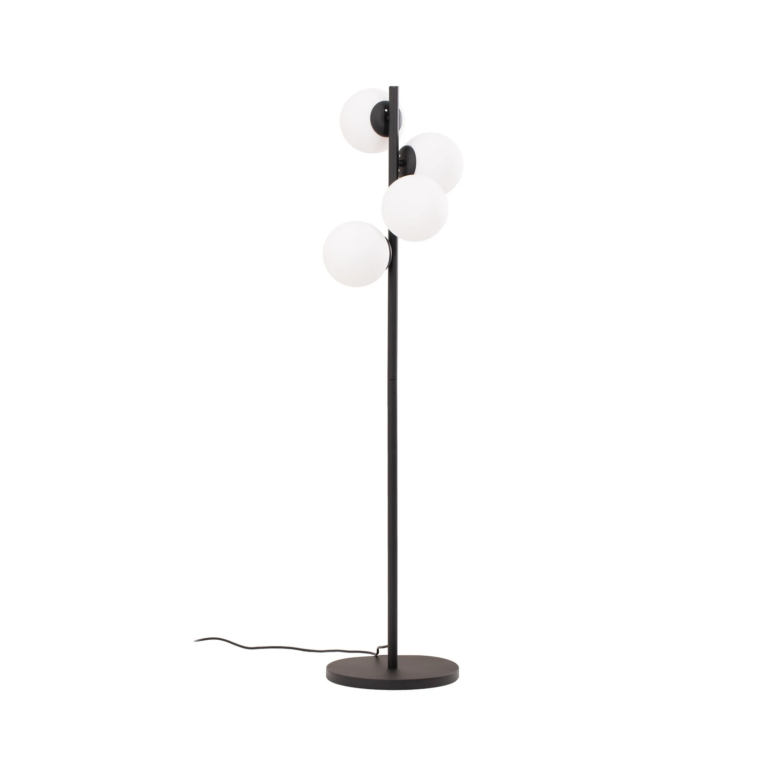 Lámpara de pie Faze, negro, cristal, altura 130 cm, 4 luces, E27