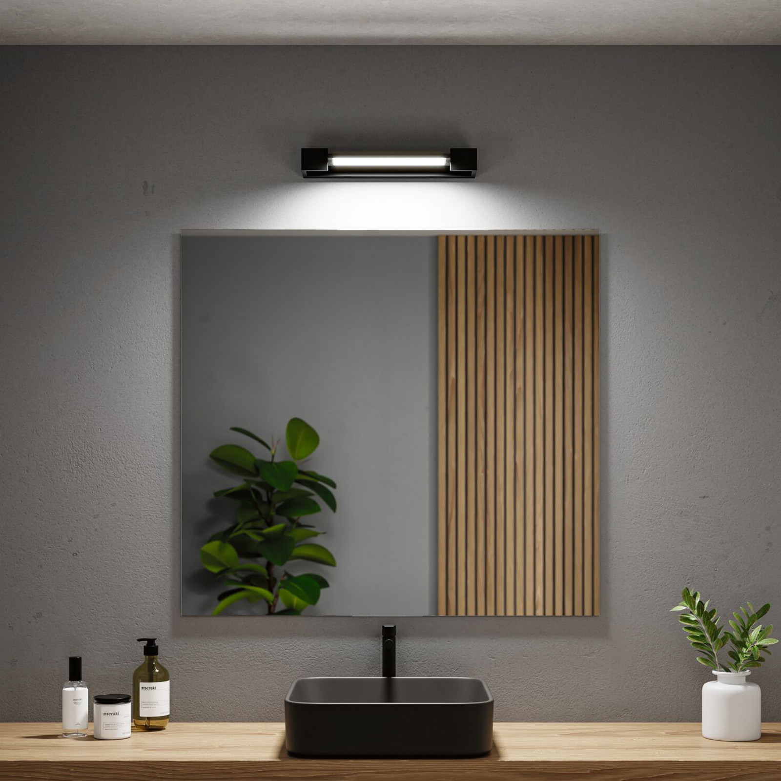 Paulmann Aplică de perete LED Lucille negru 40 cm IP44 dimabil - Baie - Modern - Metal