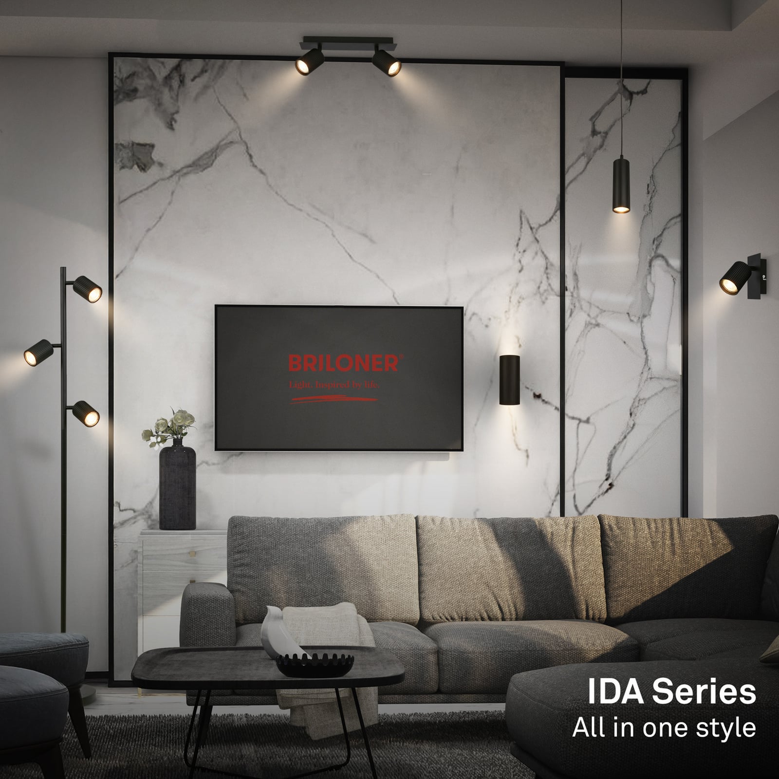 Suspension Ida, noire, à 1 lampe, Ø 10 cm, GU10 Suspension Ida, noire, à 1 lampe, Ø 10 cm, GU10