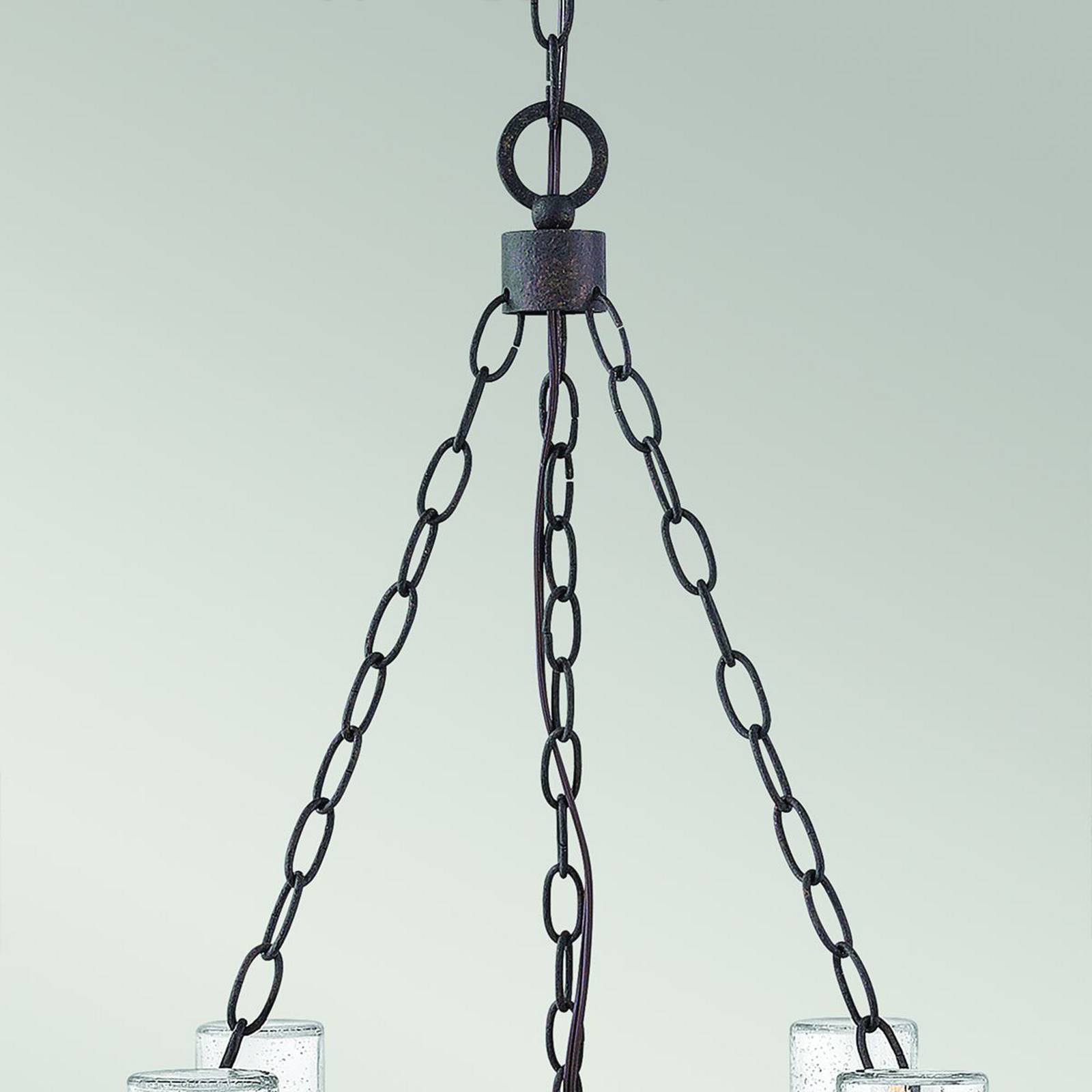 Żyrandol Collier, 5-punktowy, czarny, stal, szkło, E27