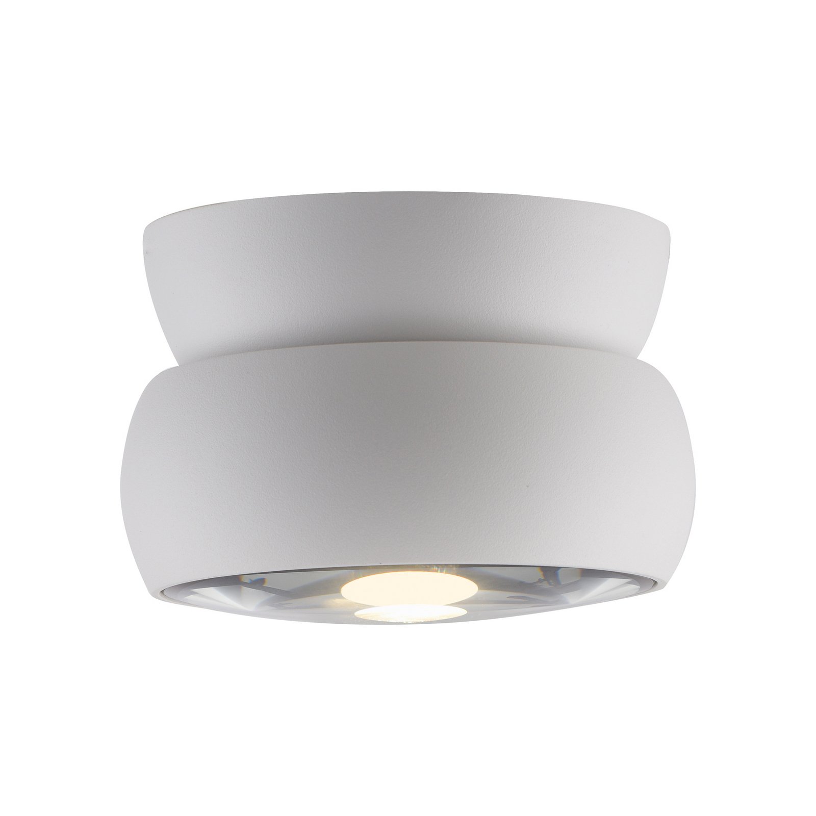 PURE LED тавански спот Move, бял, Ø 12 cm, метал/стъкло