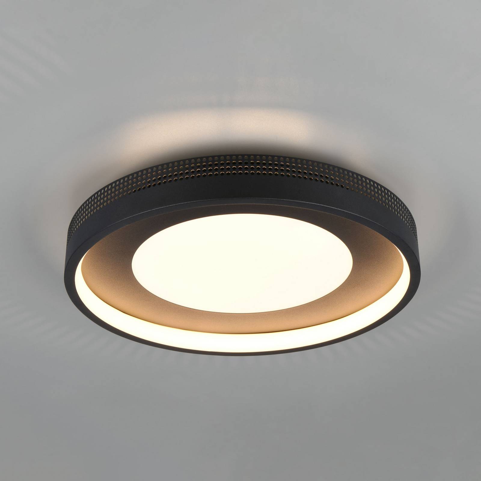 LED-Deckenlampe Solea, schwarz matt, Ø 40 cm, Kunststoff günstig online kaufen