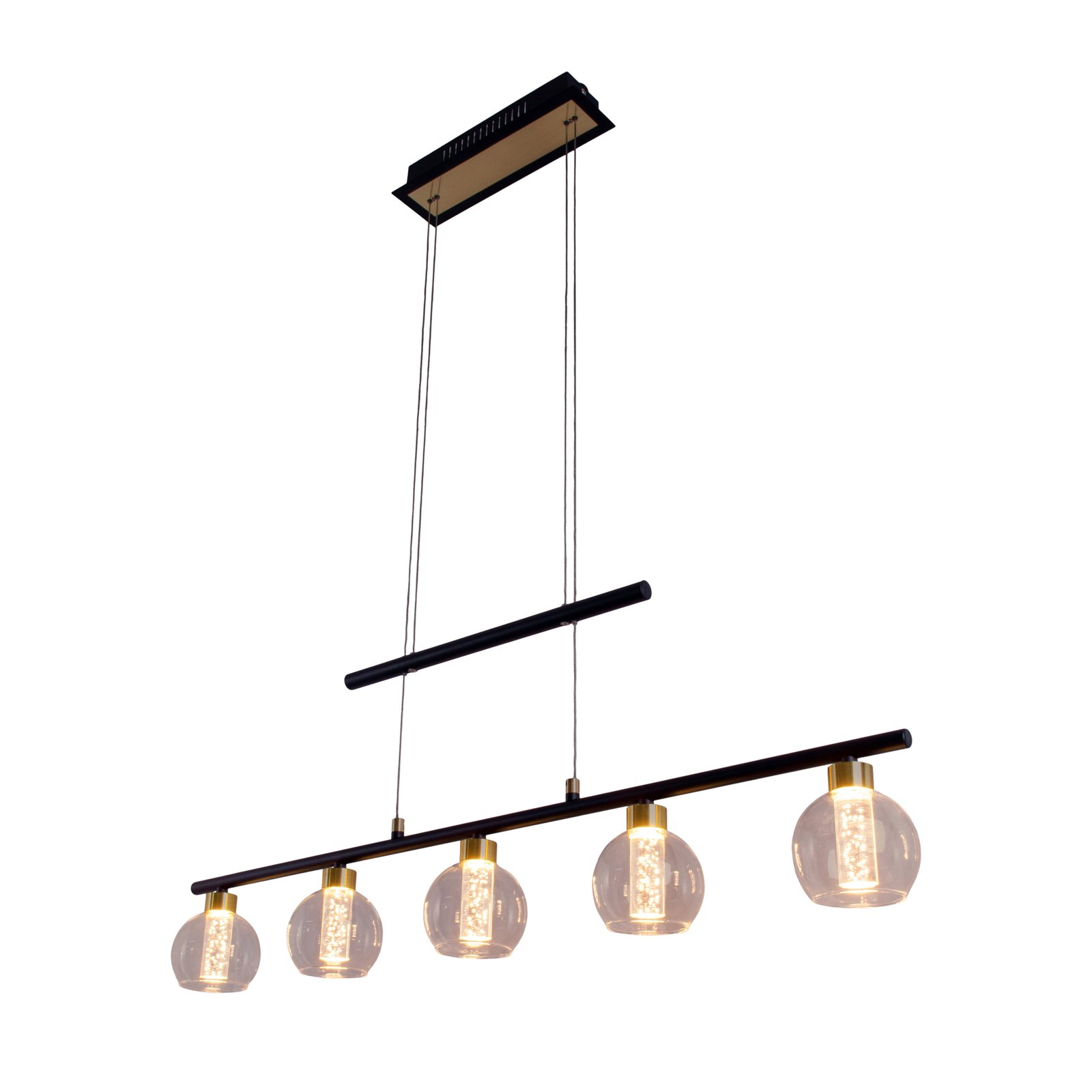 LED viseča svetilka Brass 5-svetlobna nastavljiva po višini