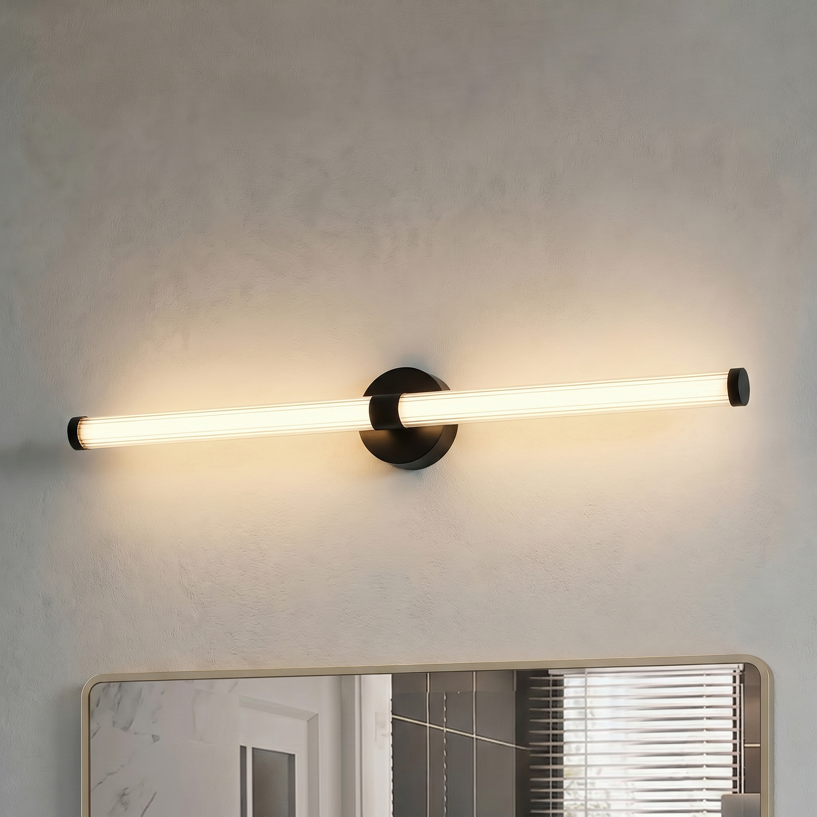 Applique murale LED Lucande Melisa, noir, 90 cm, CCT, IP44