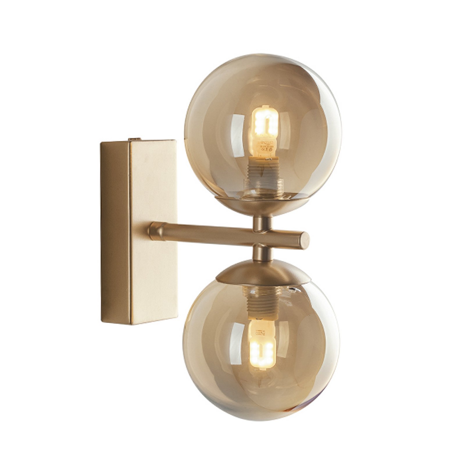Wandlamp Neptun 2-lamps goud met glasbollen