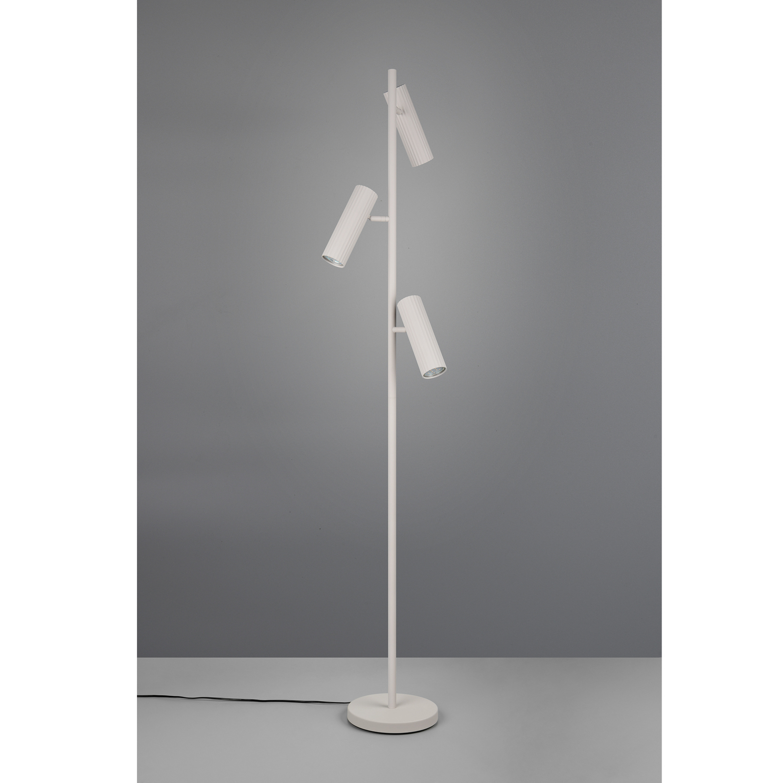 Vloerlamp Soka, lichtgrijs, hoogte 150 cm, metaal, 3-lamps. Vloerlamp Soka, lichtgrijs, hoogte 150 cm, metaal, 3-lamps.