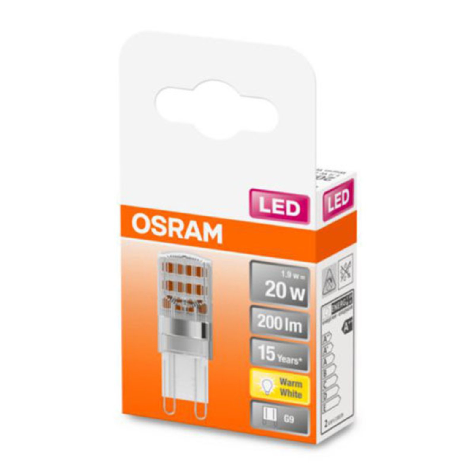 OSRAM bi-pin LED bulb G9 1.9W 2700K clear
