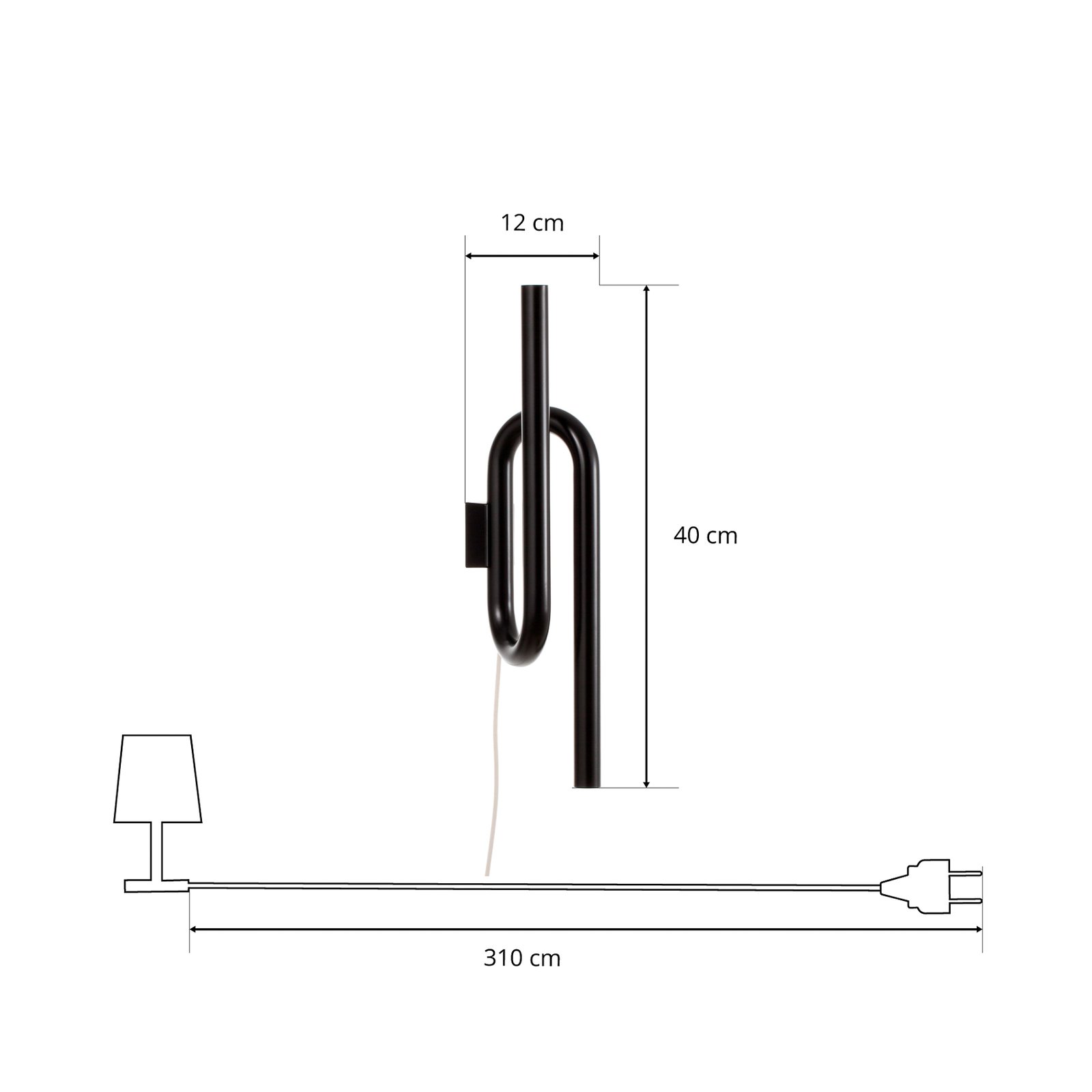 Foscarini Tobia LED wall light with cable black