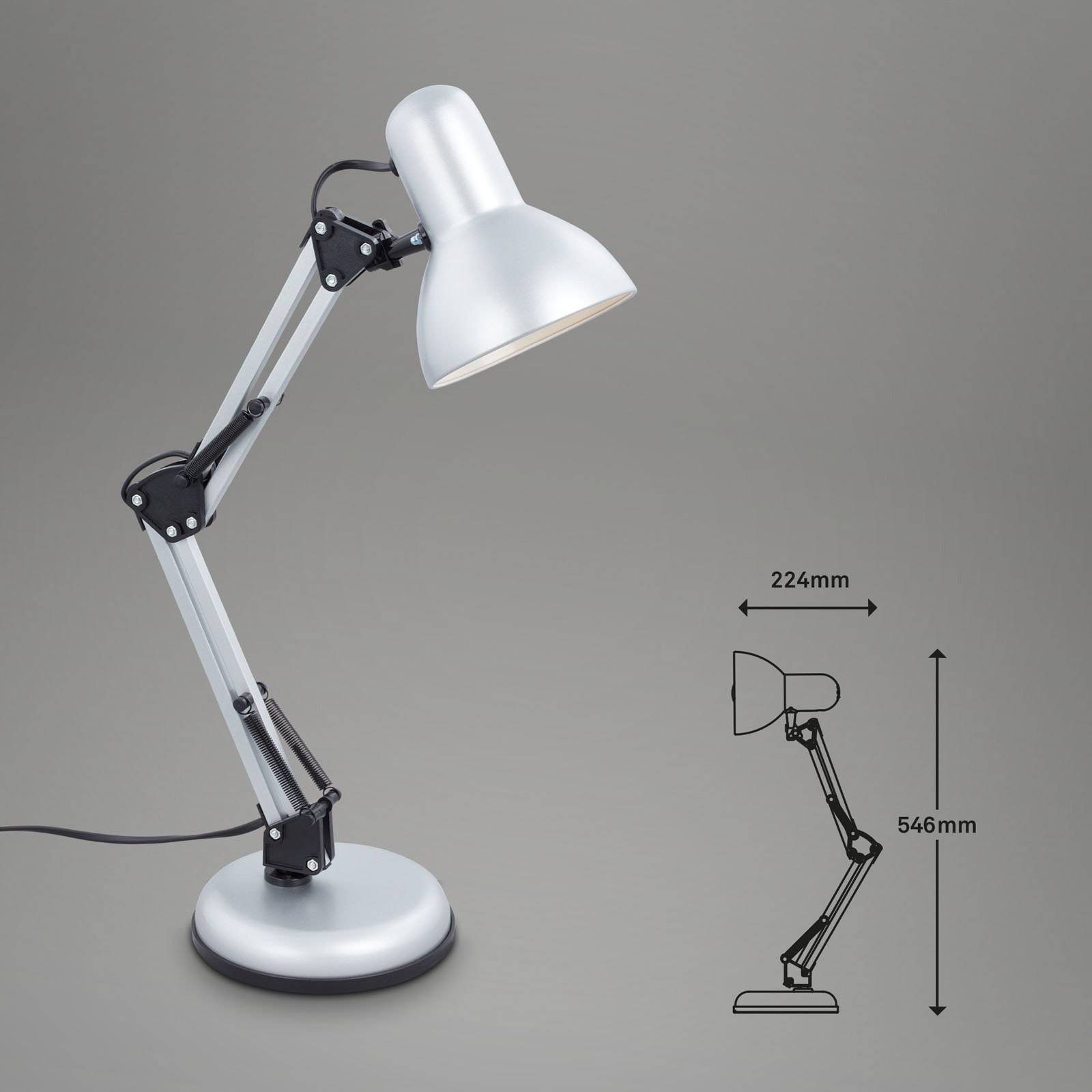 Lampe de bureau Pixa, réglable, E14, blanche