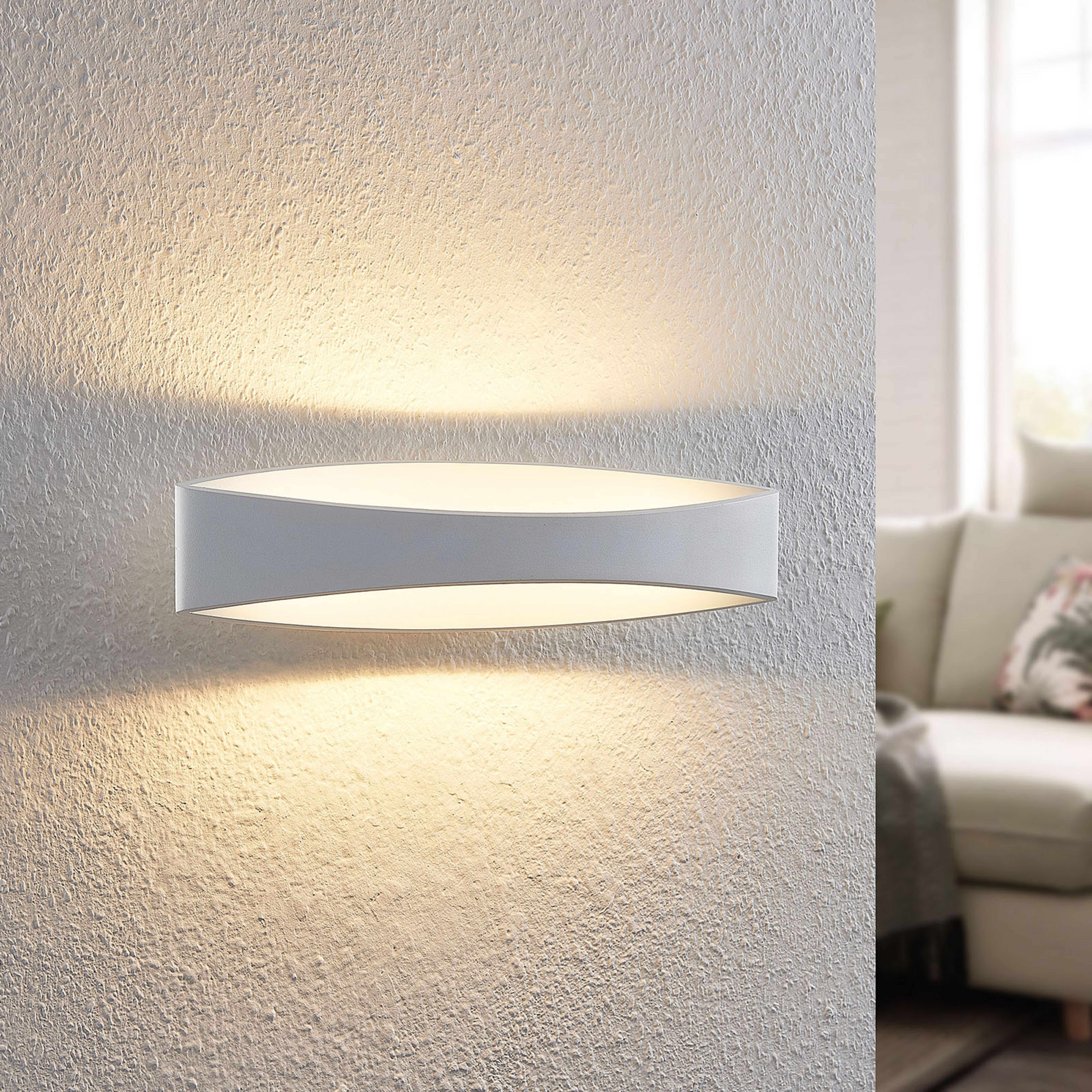 Arcchio Aplique de pared LED Jelle, 44 cm, blanco, metal, arriba/abajo