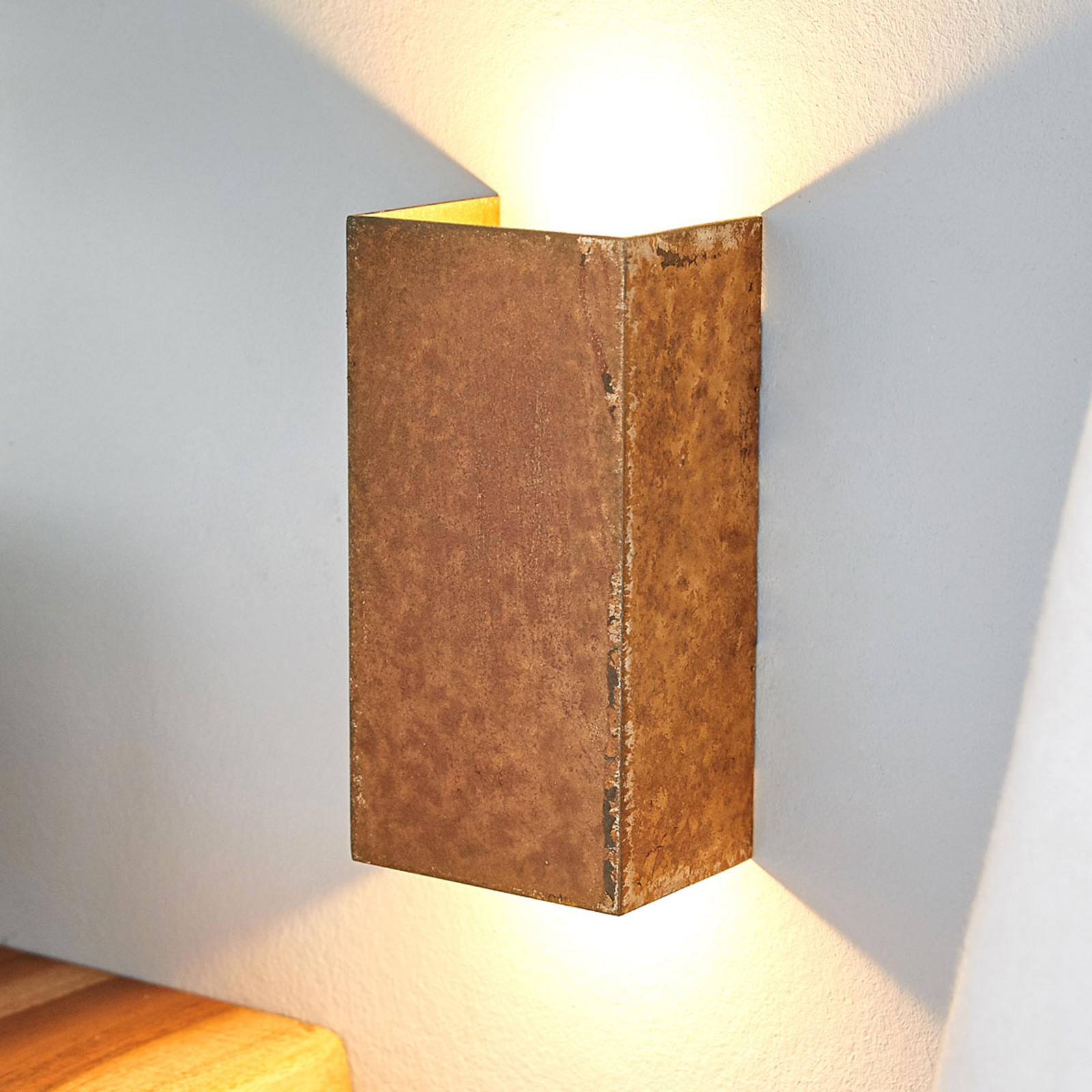 Lucande LED wall light Mira with rust finish, for Hallway, aluminium, steel, plastic, 3.5 W, energy efficiency: A+, W: 7 cm, H: 14 cm