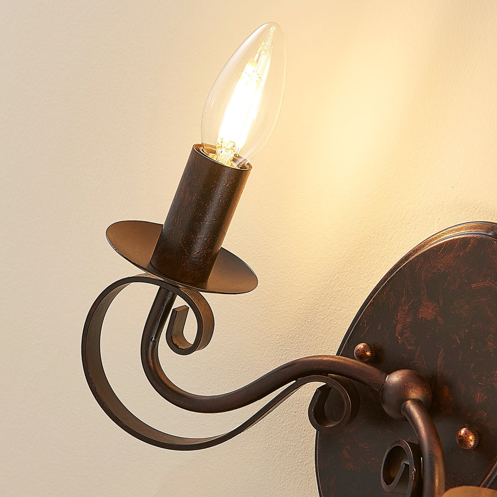 Roestkleurige wandlamp Caleb, 2-lamps