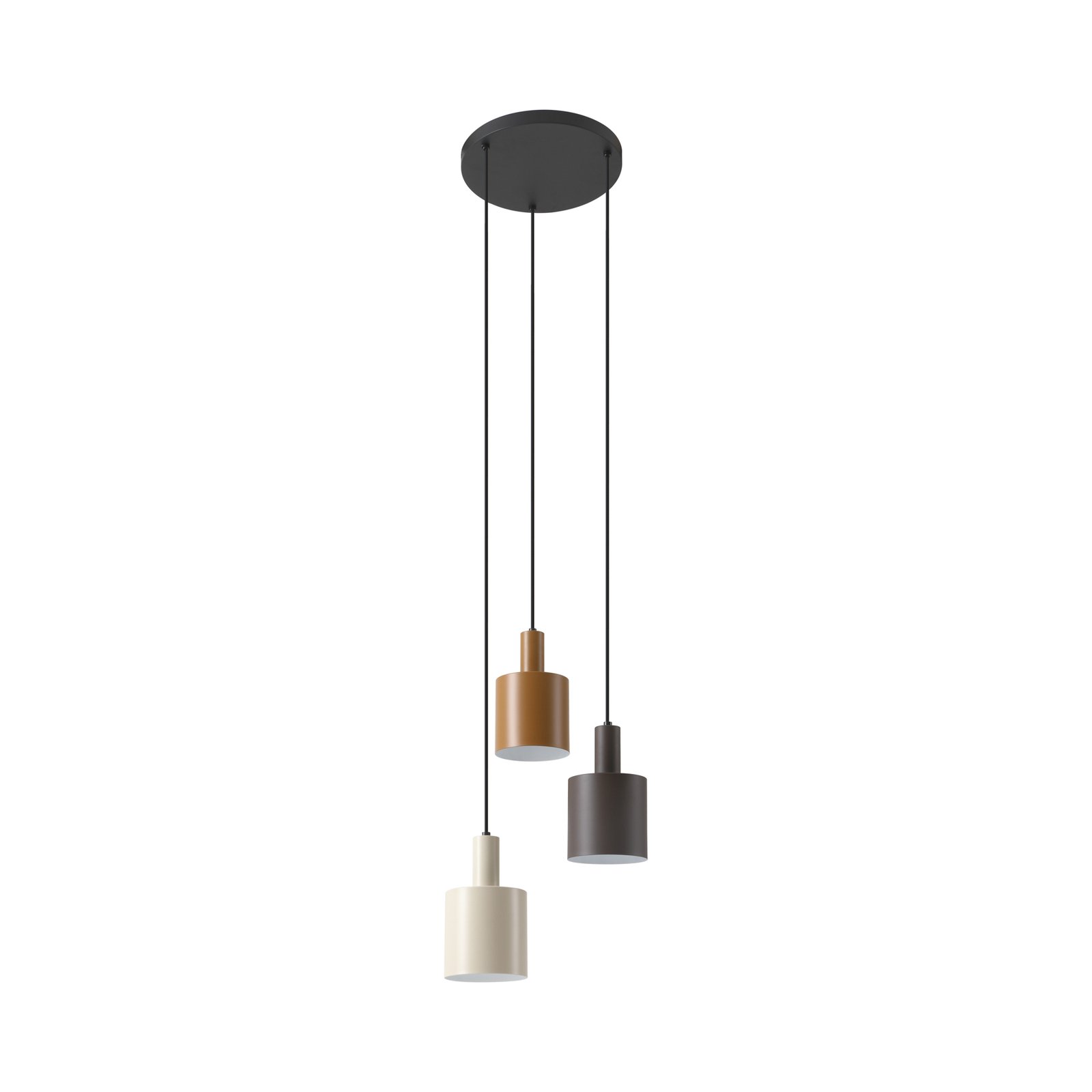 Lindby hanging light Ovelia, black/brown/beige, 3-bulb, iron