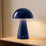 Lindby LED rechargeable table lamp Nevijo, blue, Ø20cm, USB, dimmable