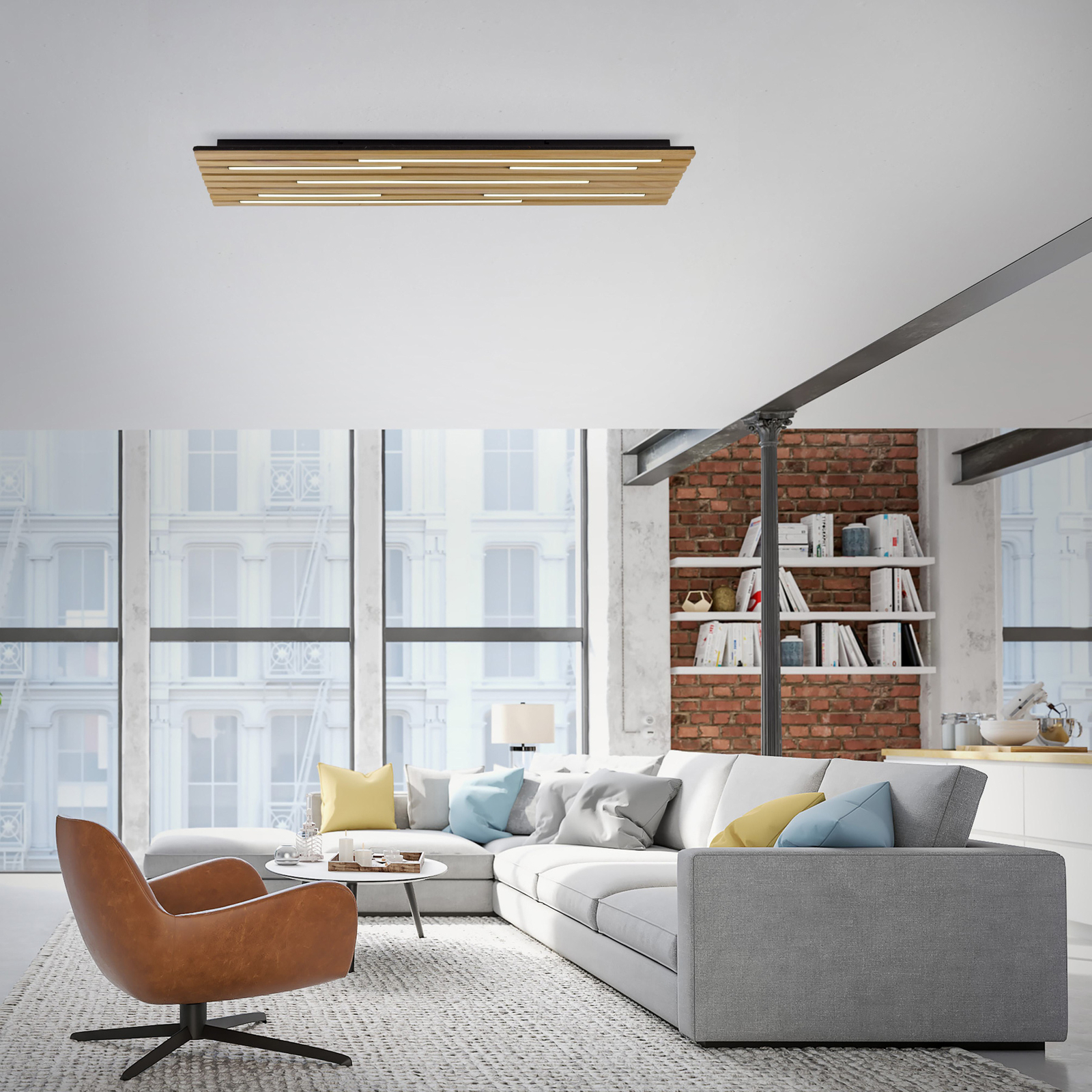 Paul Neuhaus Smart LED lubinis šviestuvas Q-Acoustic wood 115 x 31cm